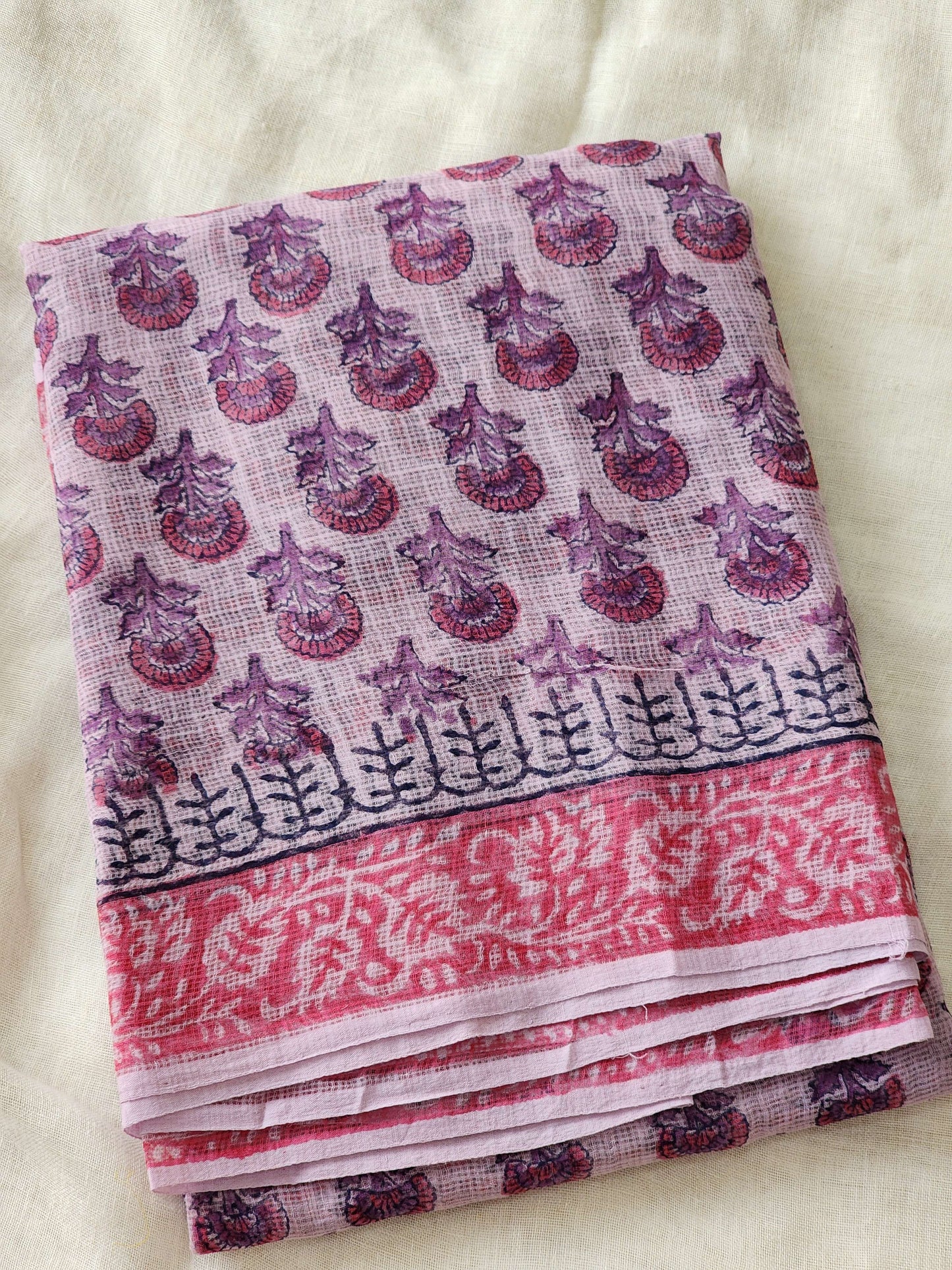 Purple handblock kota saree