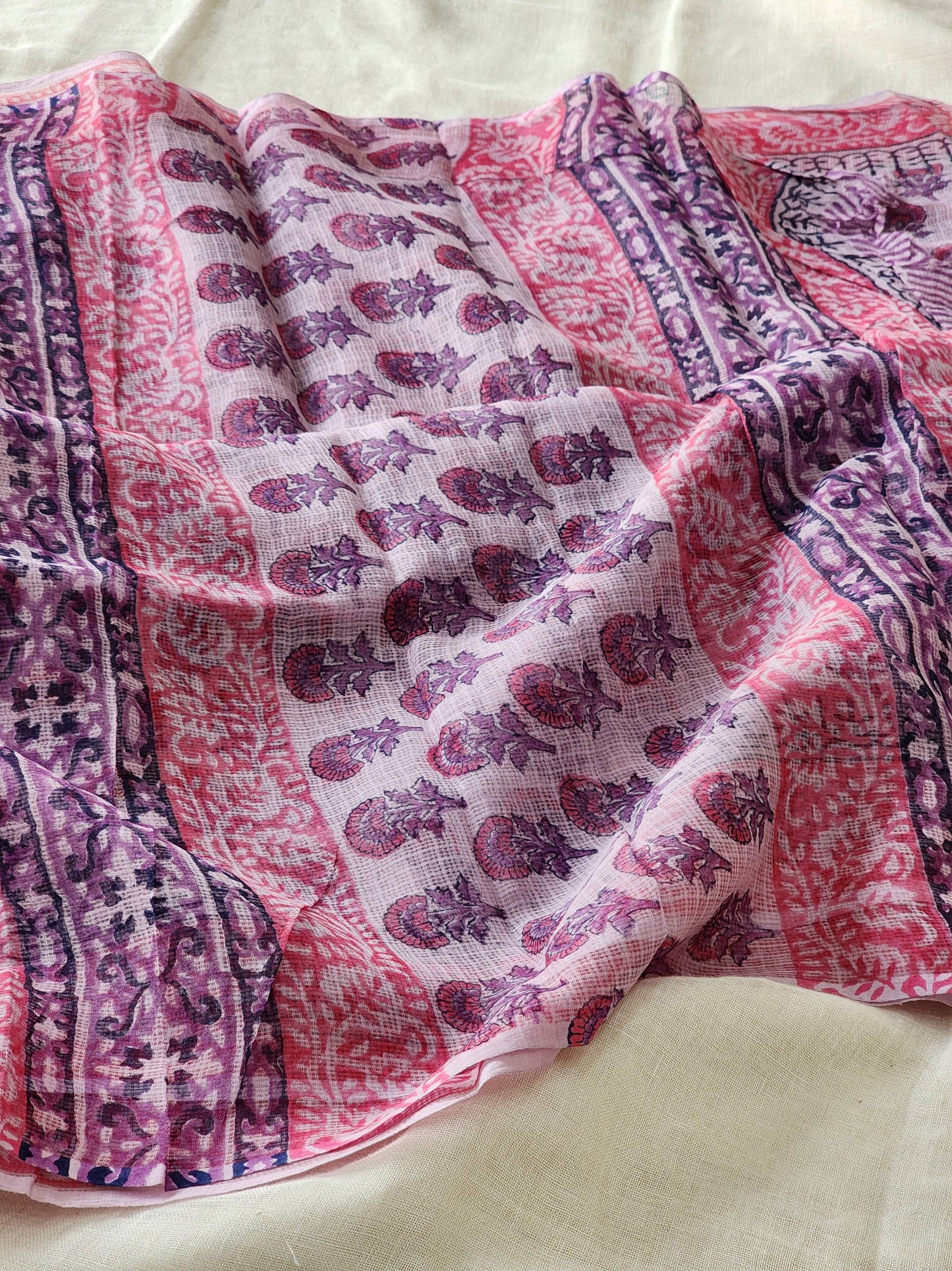 Purple handblock kota saree