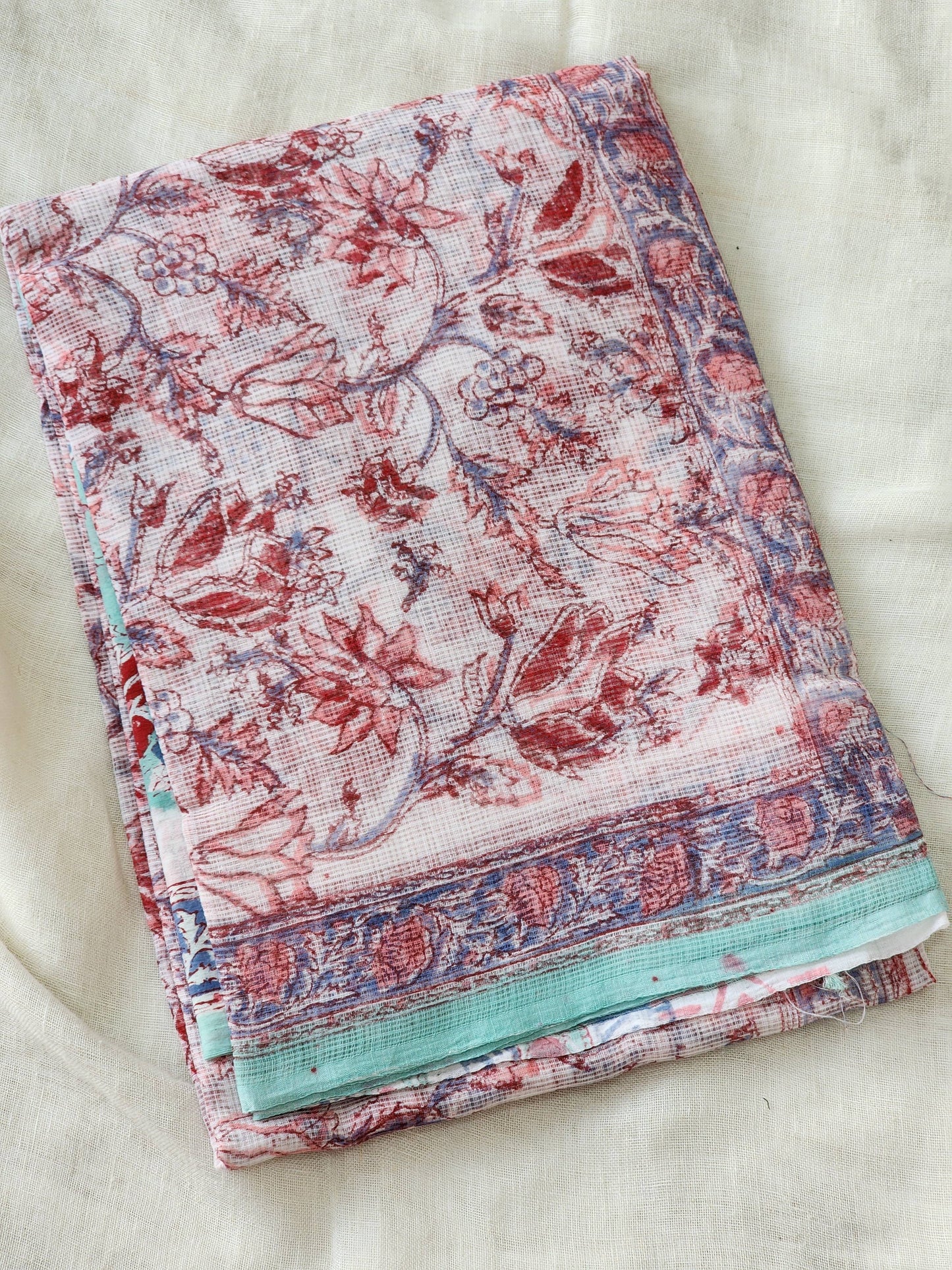 White handblock kota saree