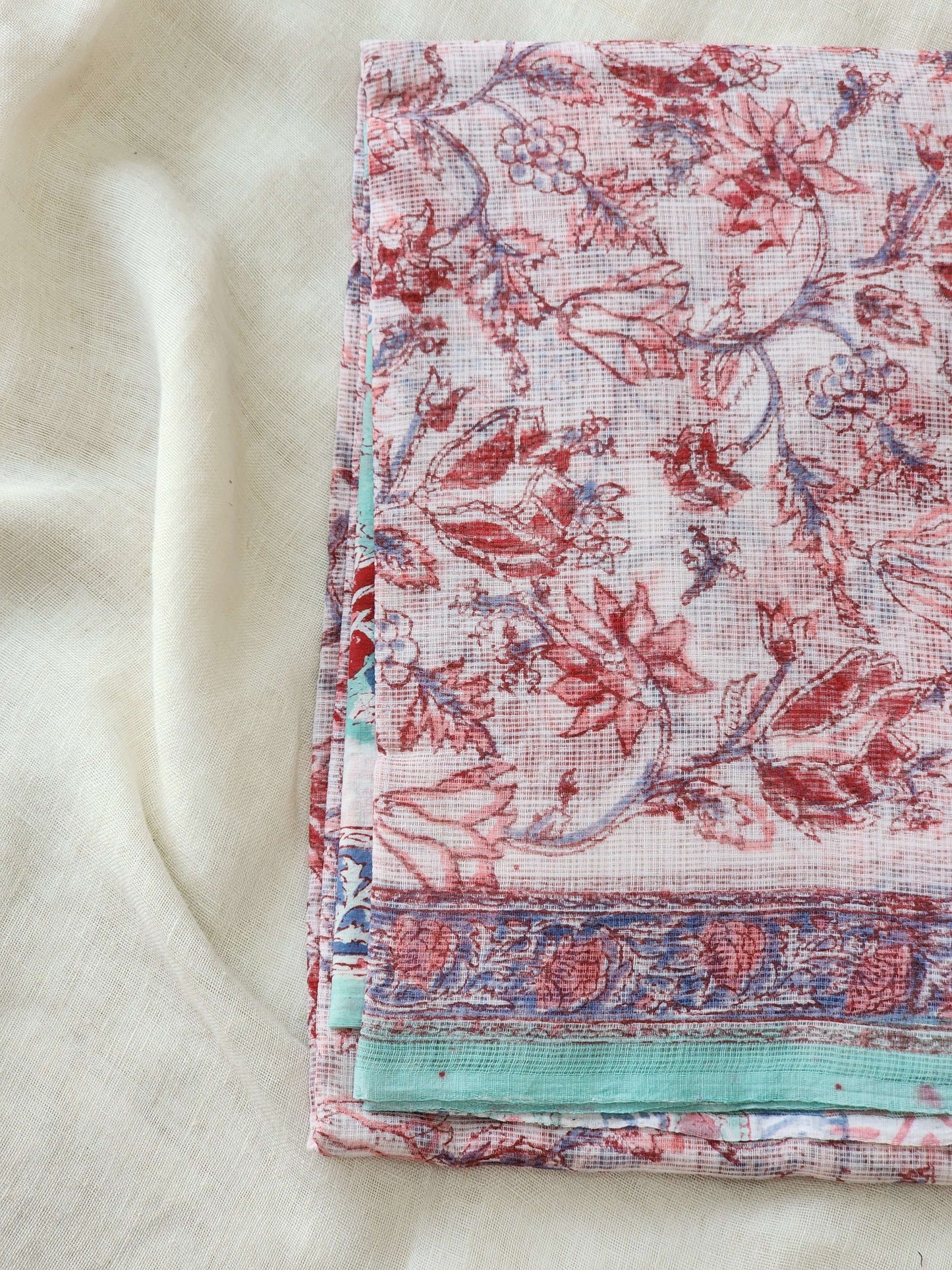 White handblock kota saree