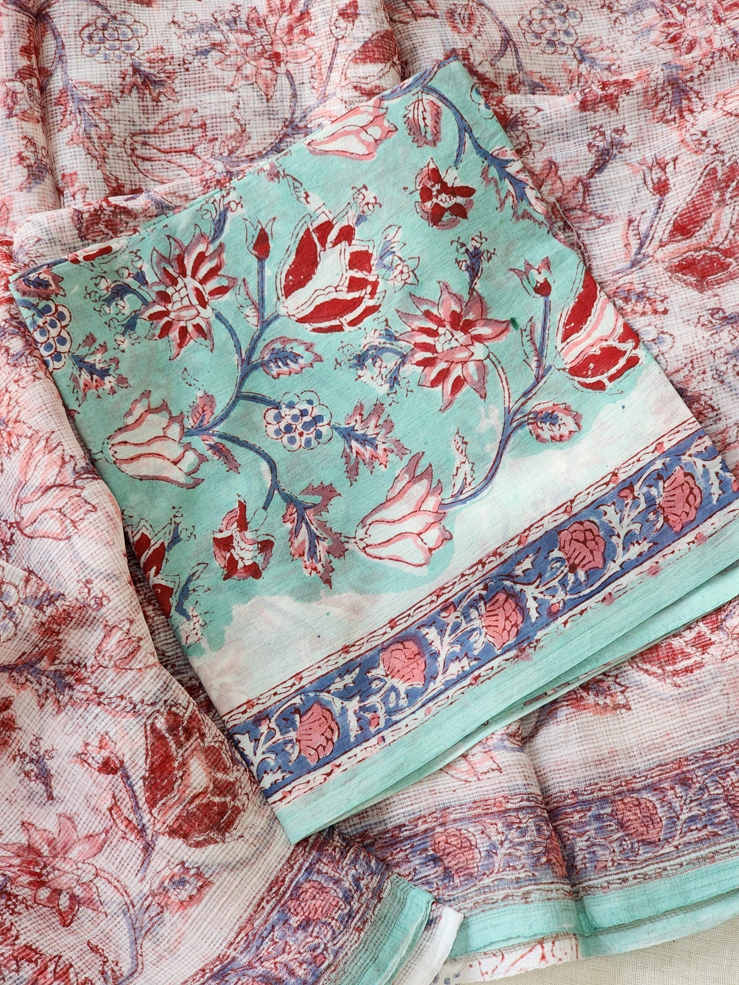White handblock kota saree