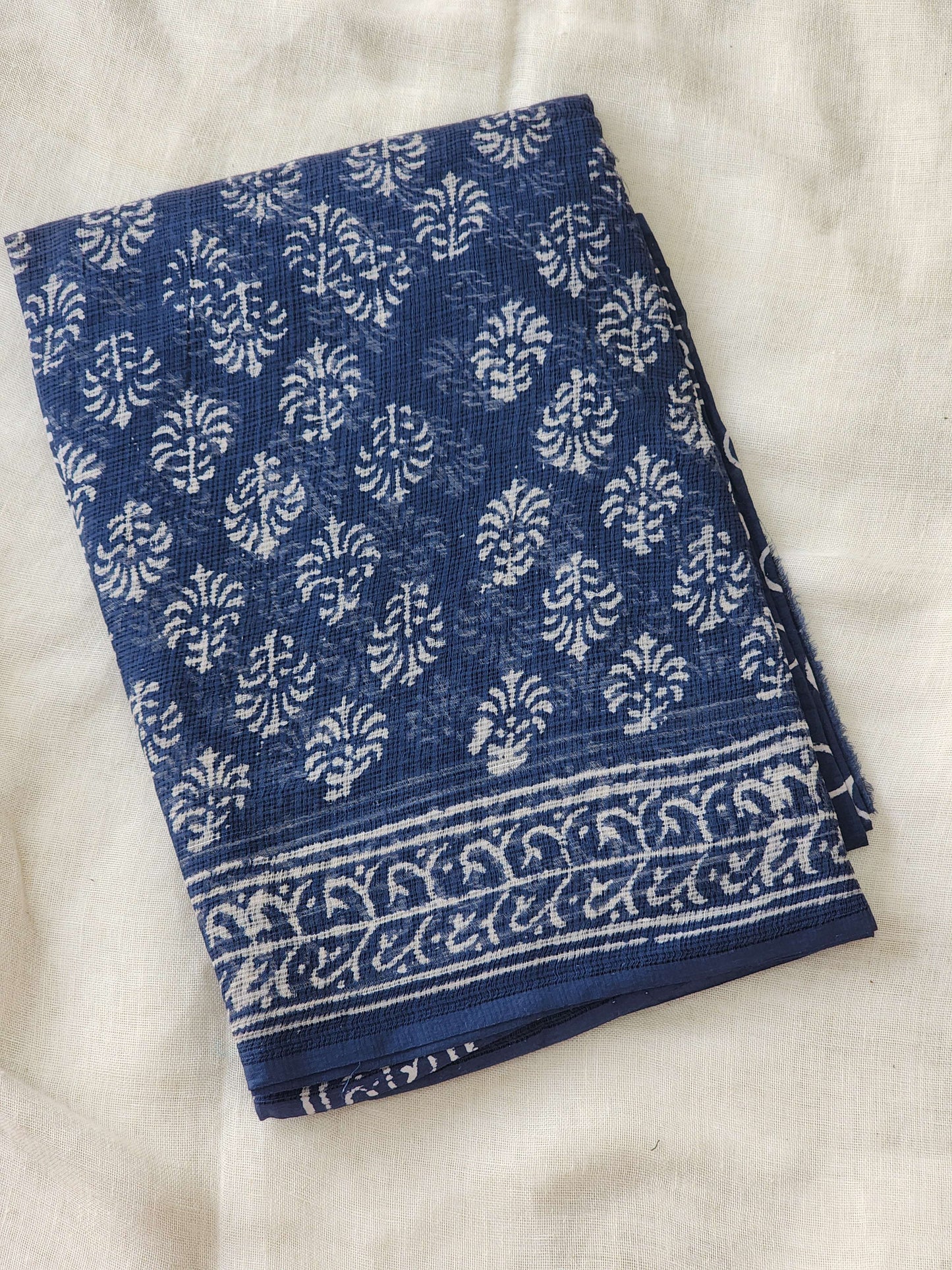 Blue handblock kota saree