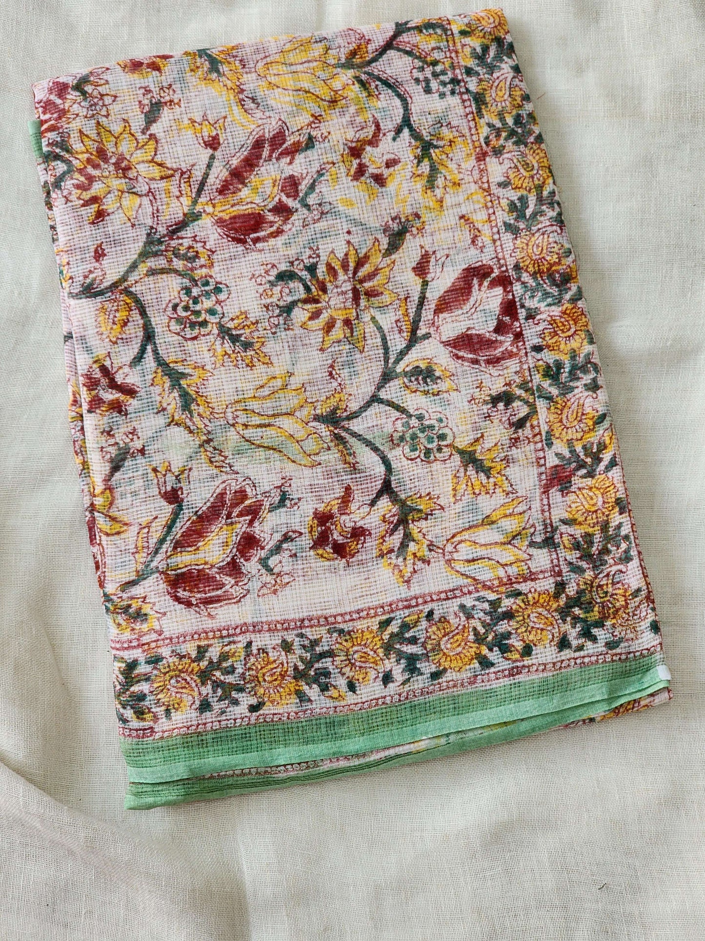 White handblock kota saree