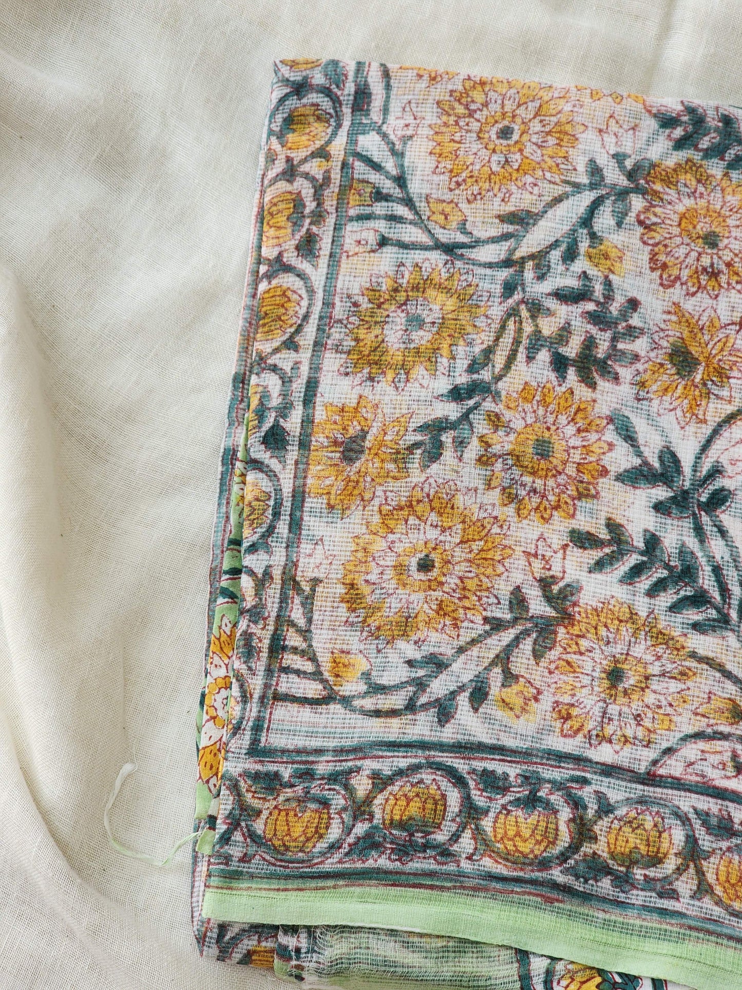 White handblock kota saree