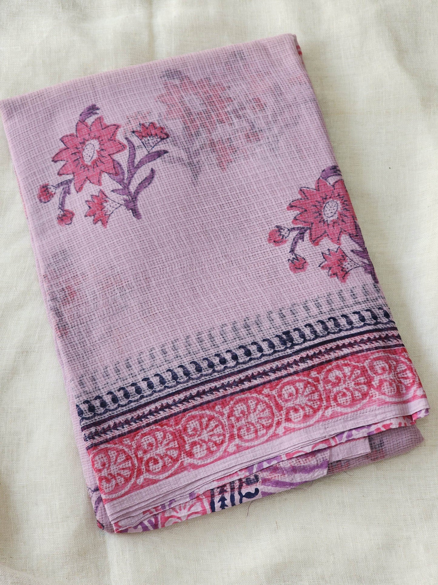 Purple handblock kota saree