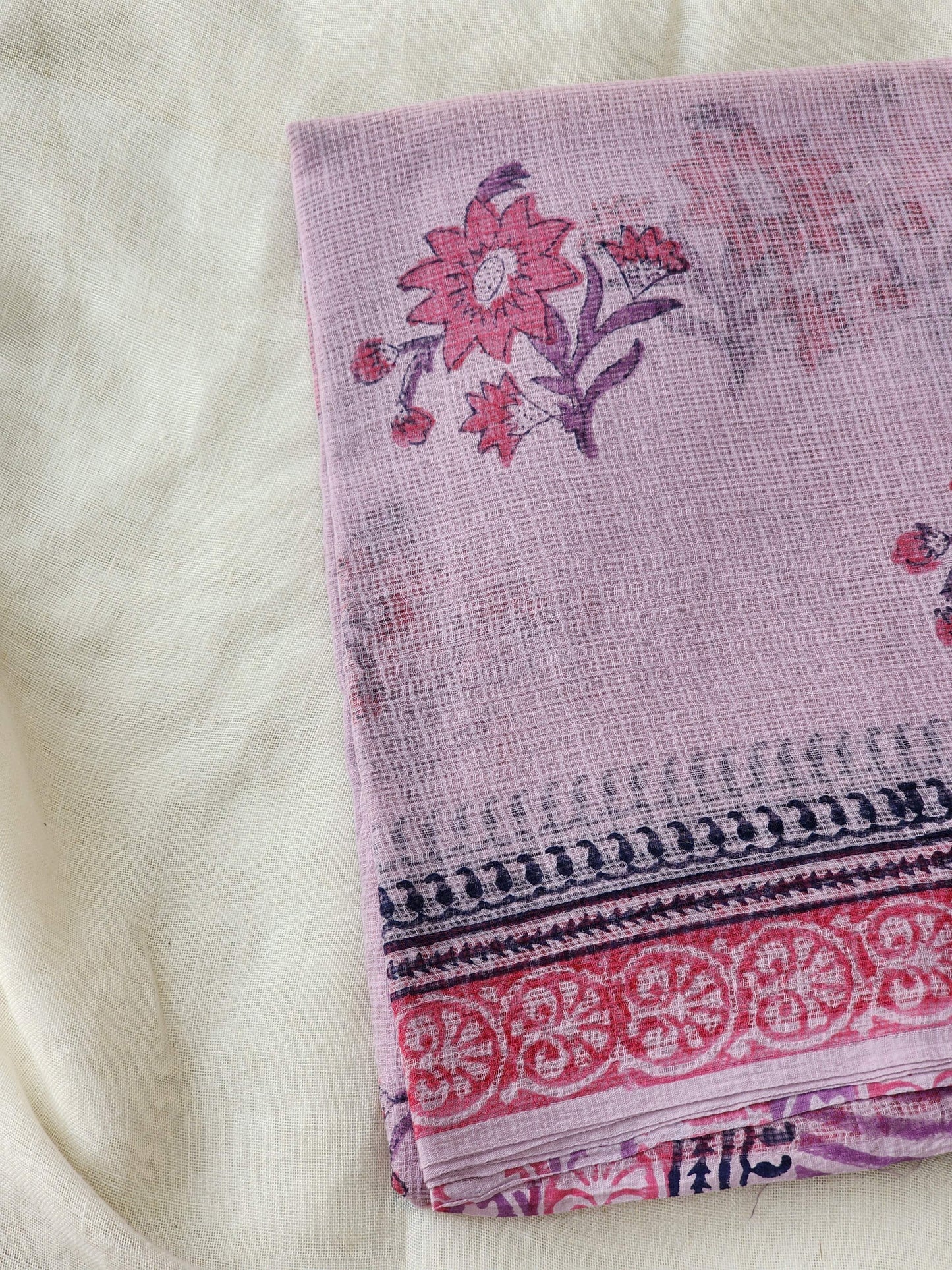 Purple handblock kota saree
