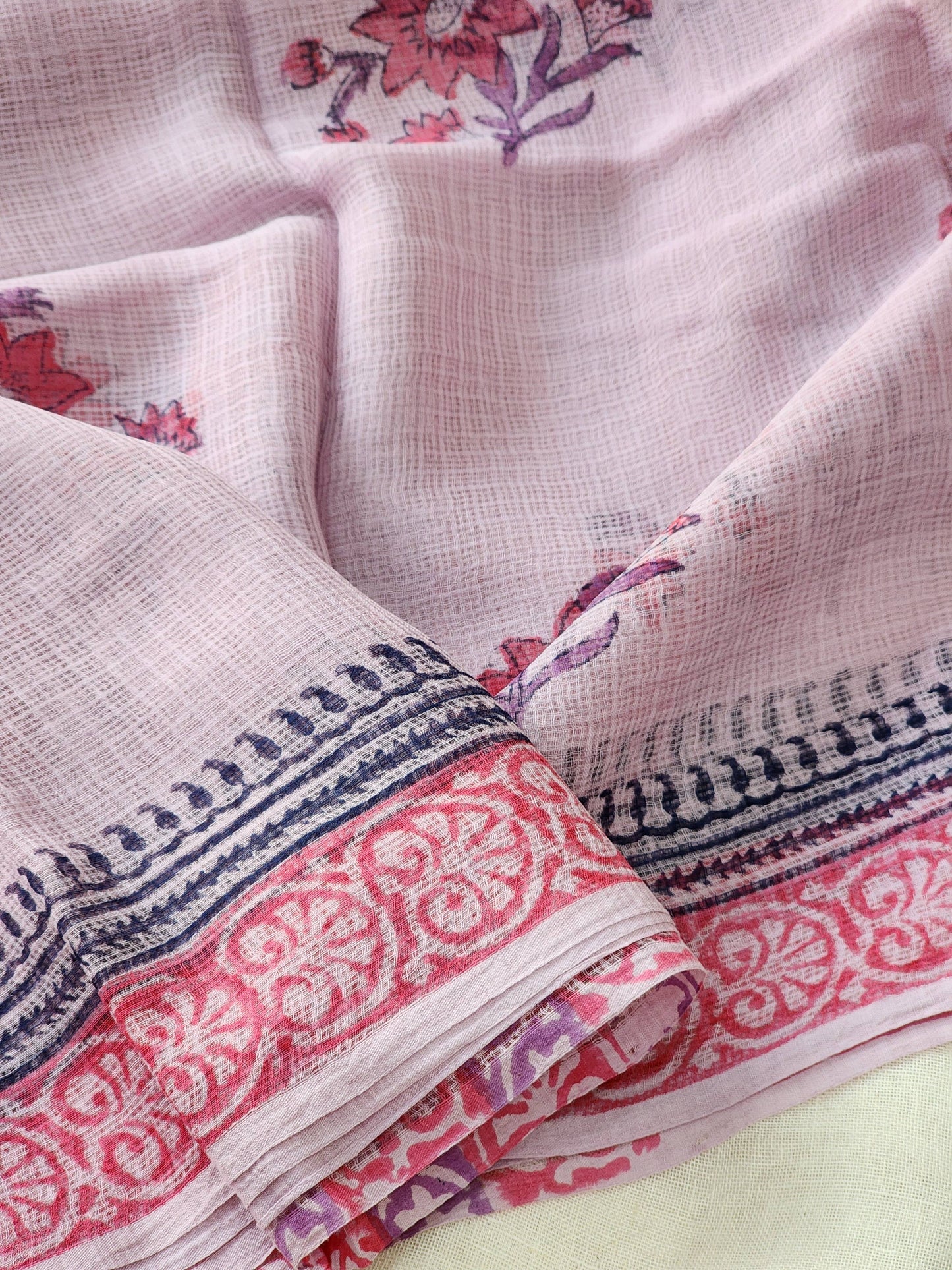 Purple handblock kota saree