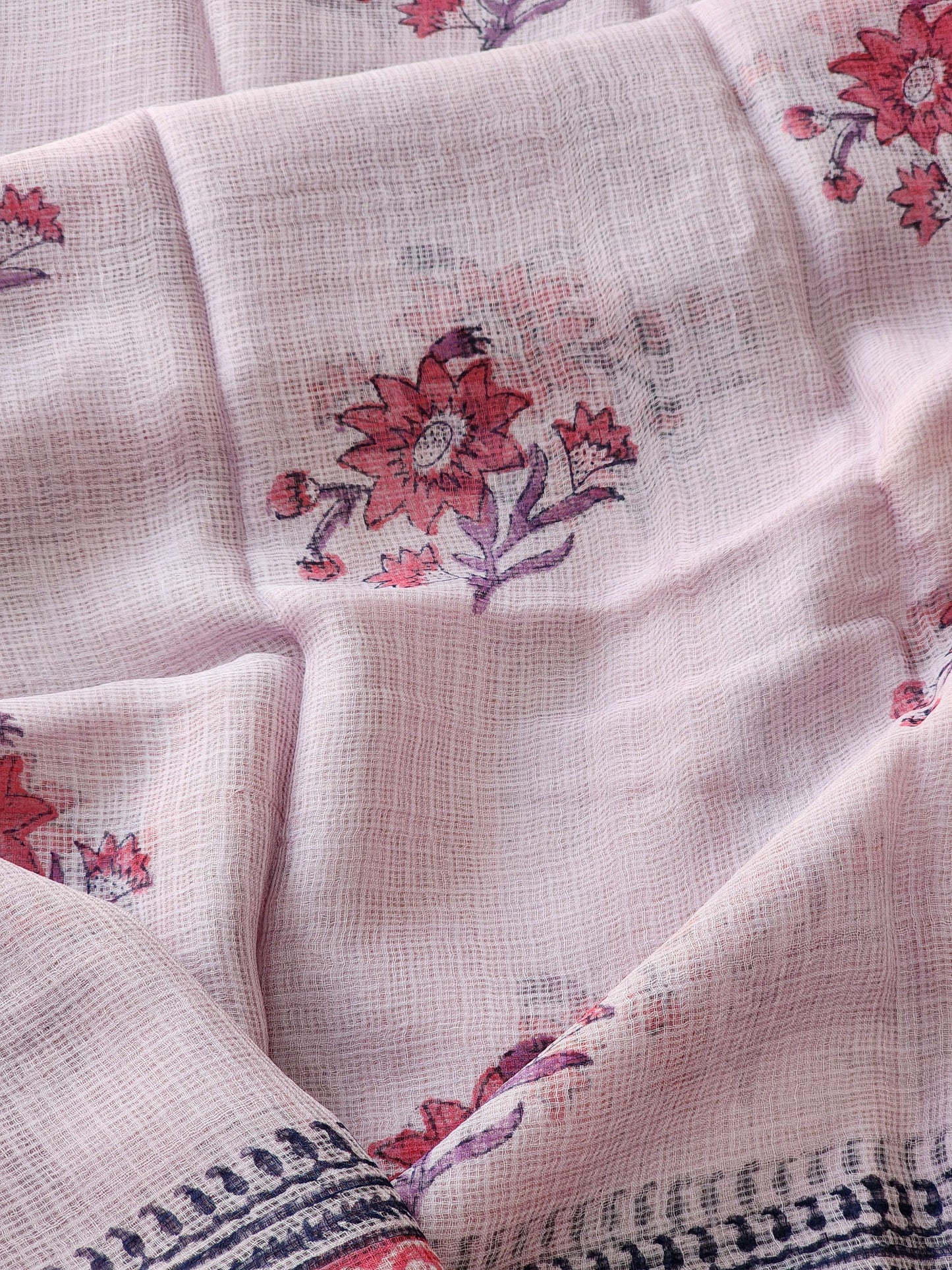 Purple handblock kota saree