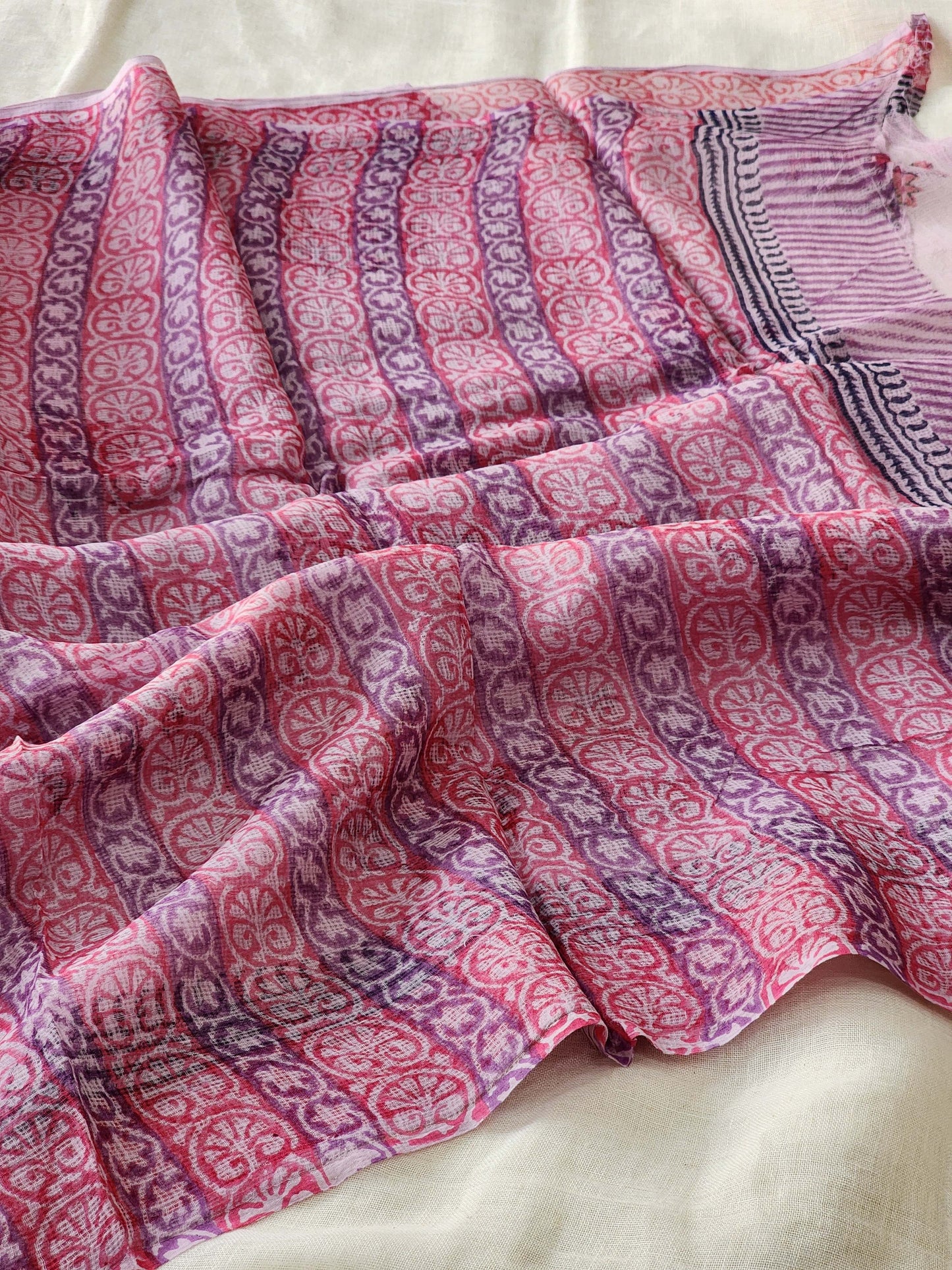 Purple handblock kota saree
