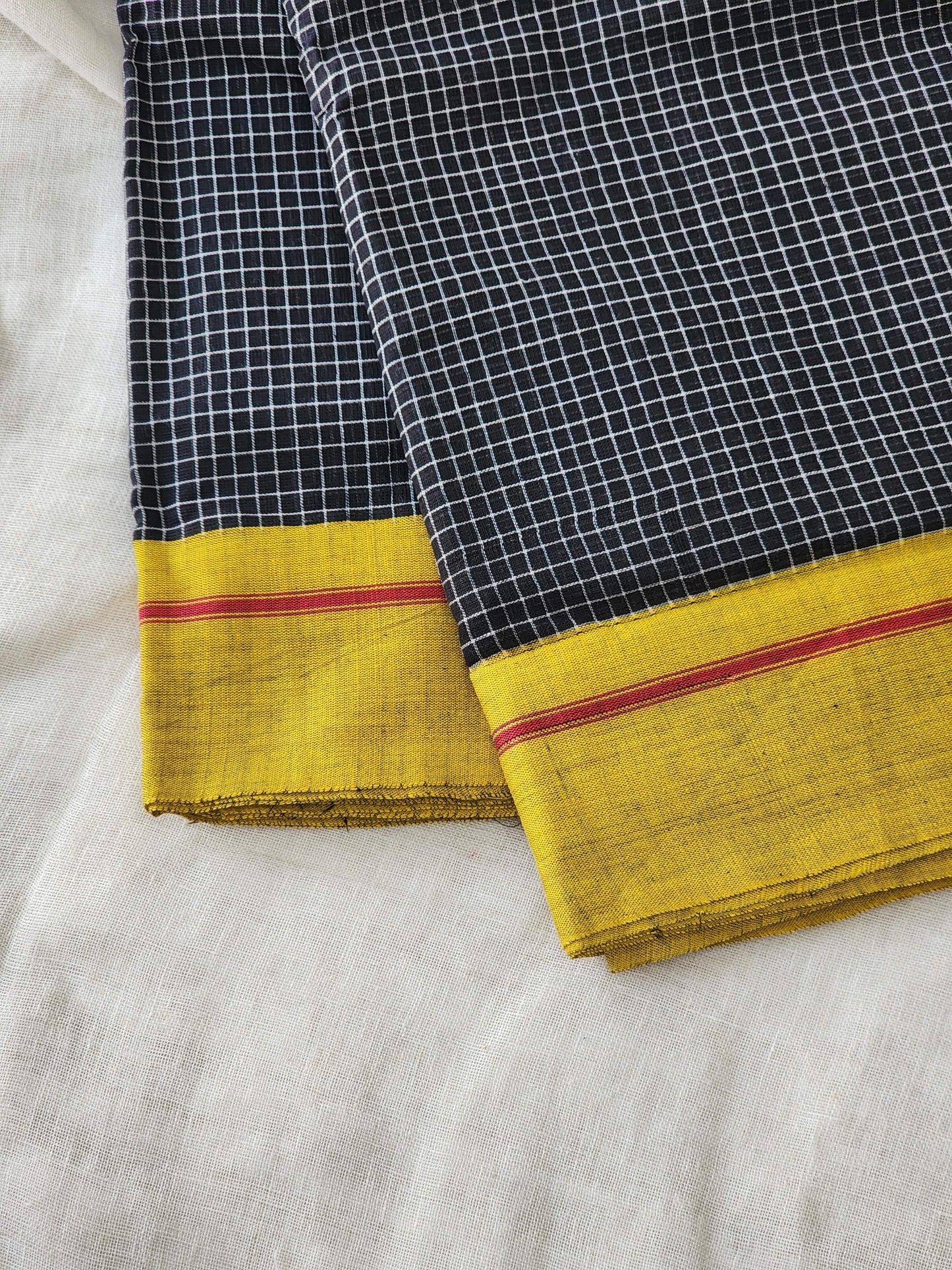Black patteda anchu cotton saree