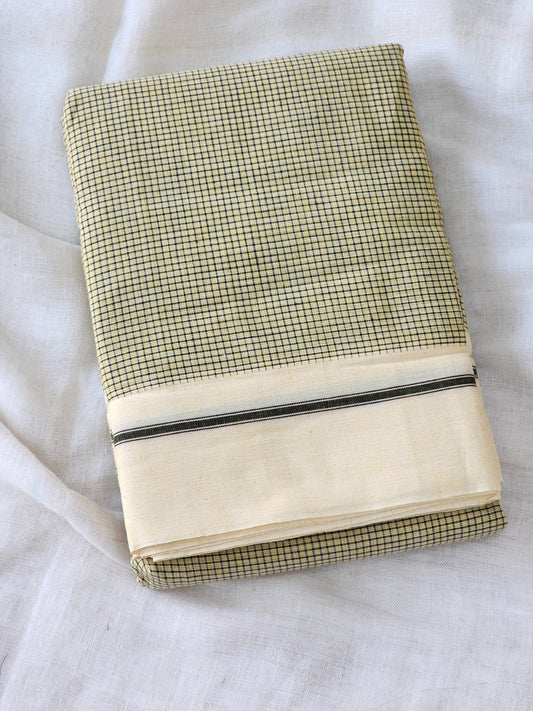 Beige patteda anchu cotton saree