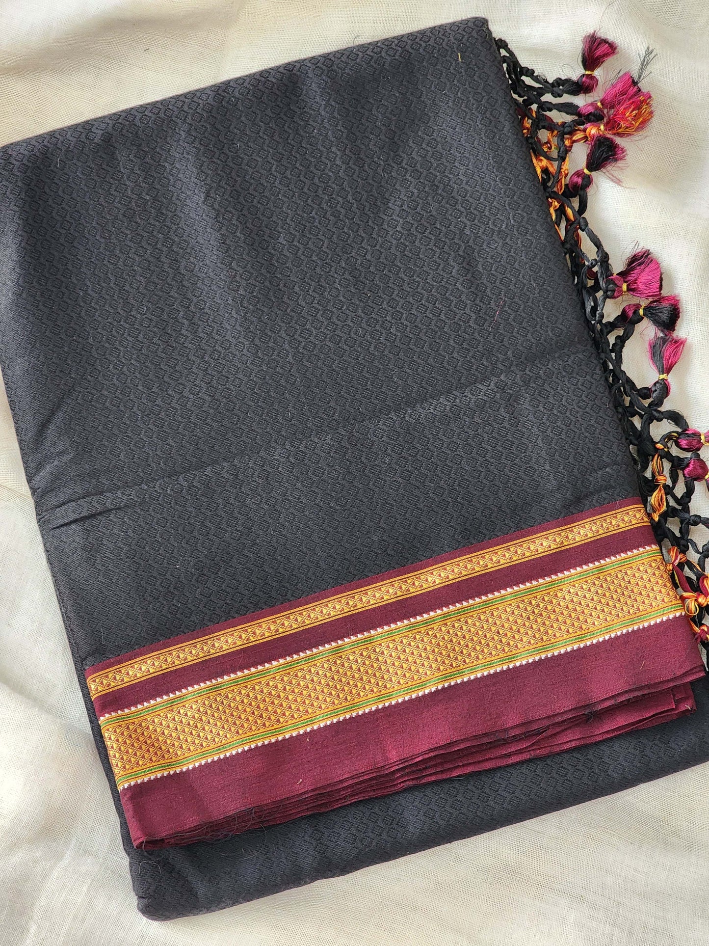 Black Khun Cotton Silk Saree
