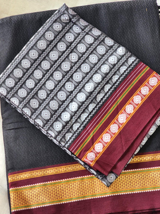 Black Khun Cotton Silk Saree