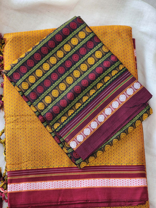 Mustard Khun Cotton Silk saree