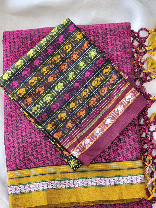 Pink Khun Cotton Silk Saree