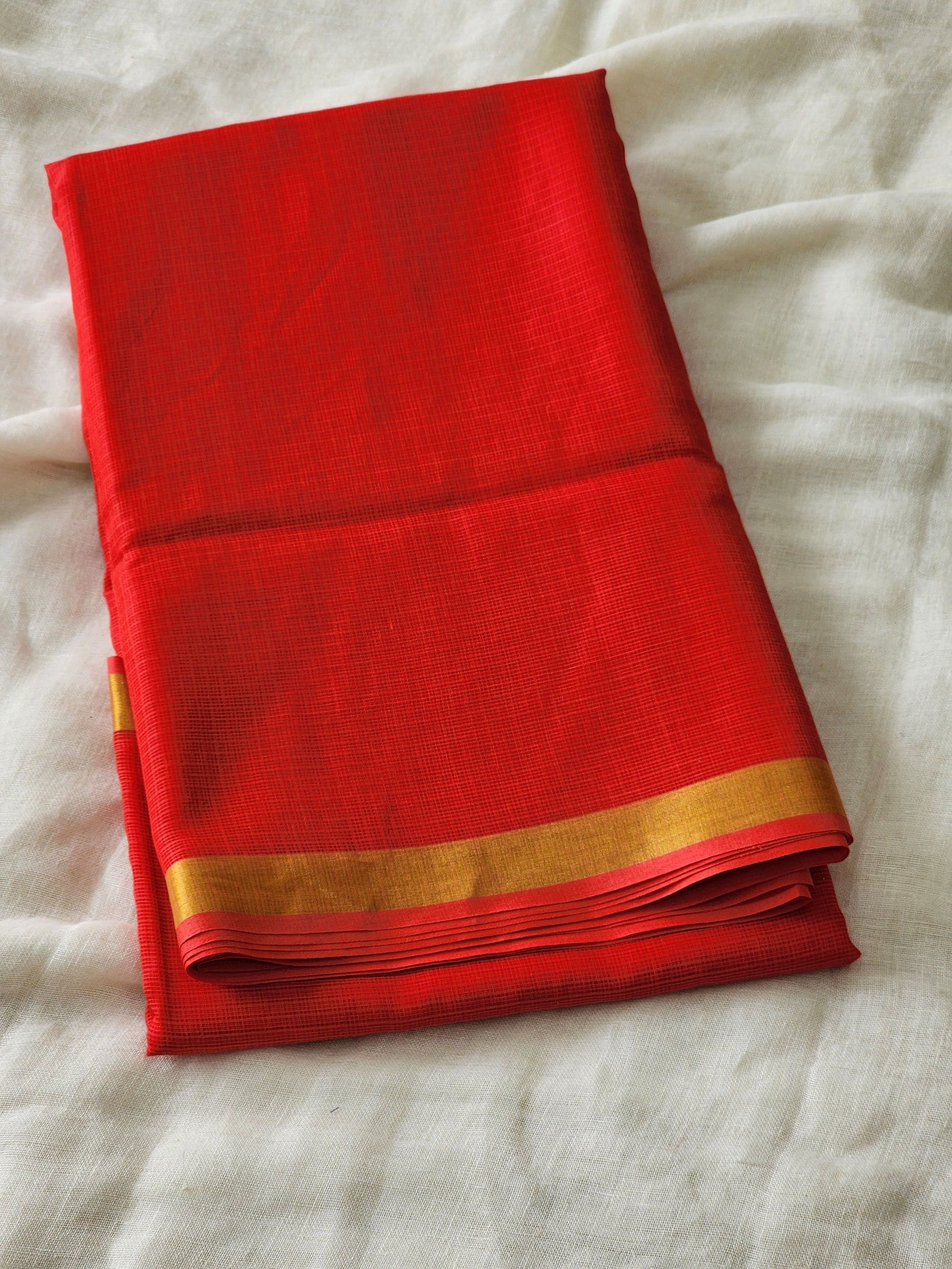 Red kota cotton saree