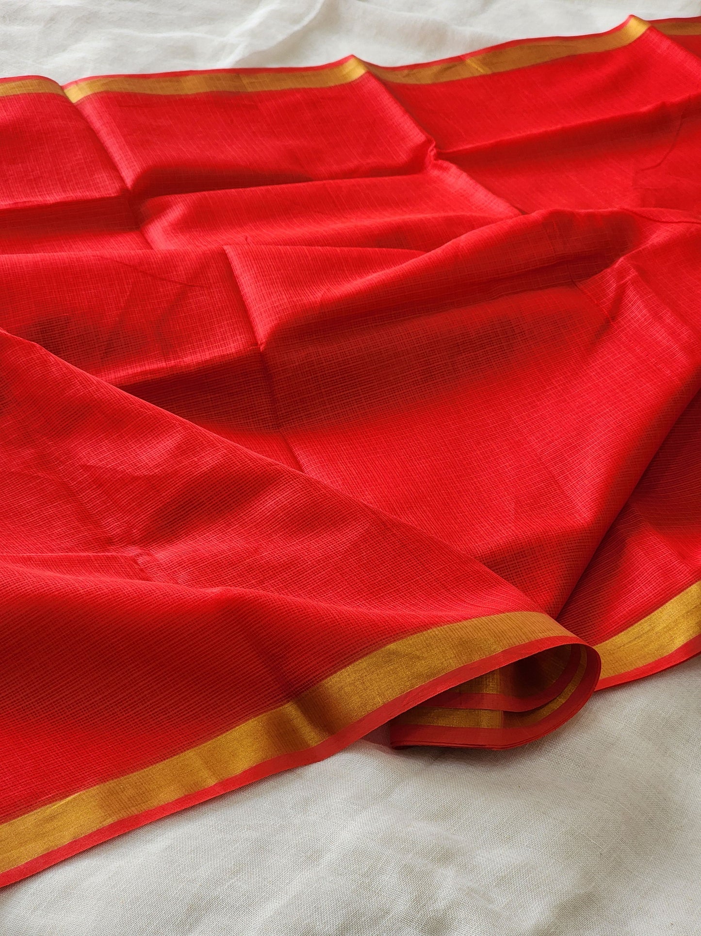Red kota cotton saree