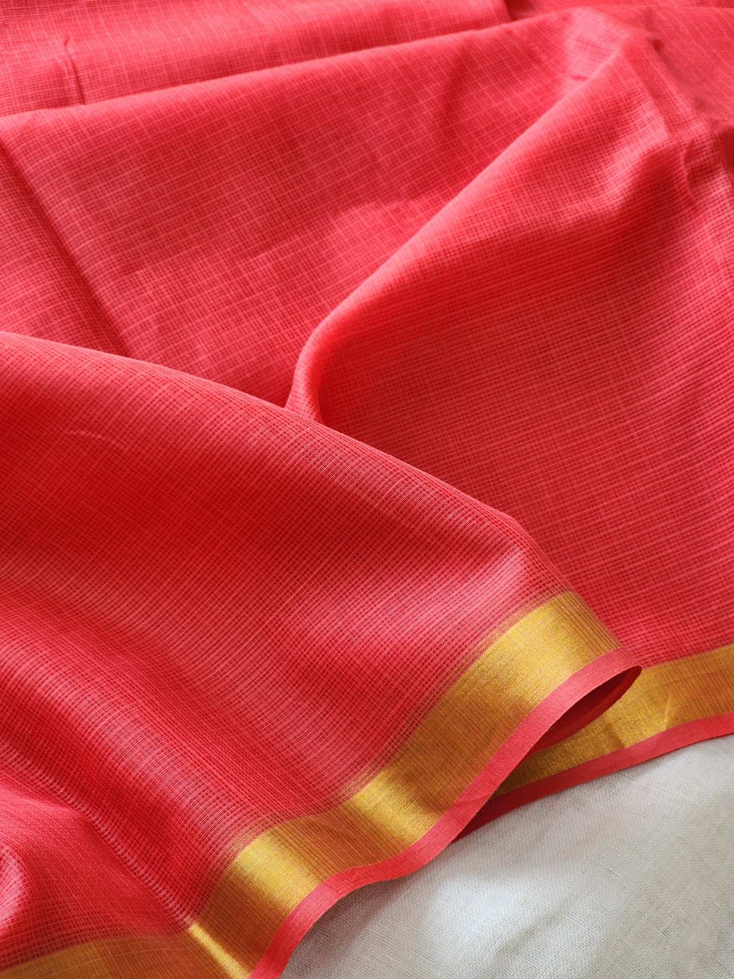 Red kota cotton saree