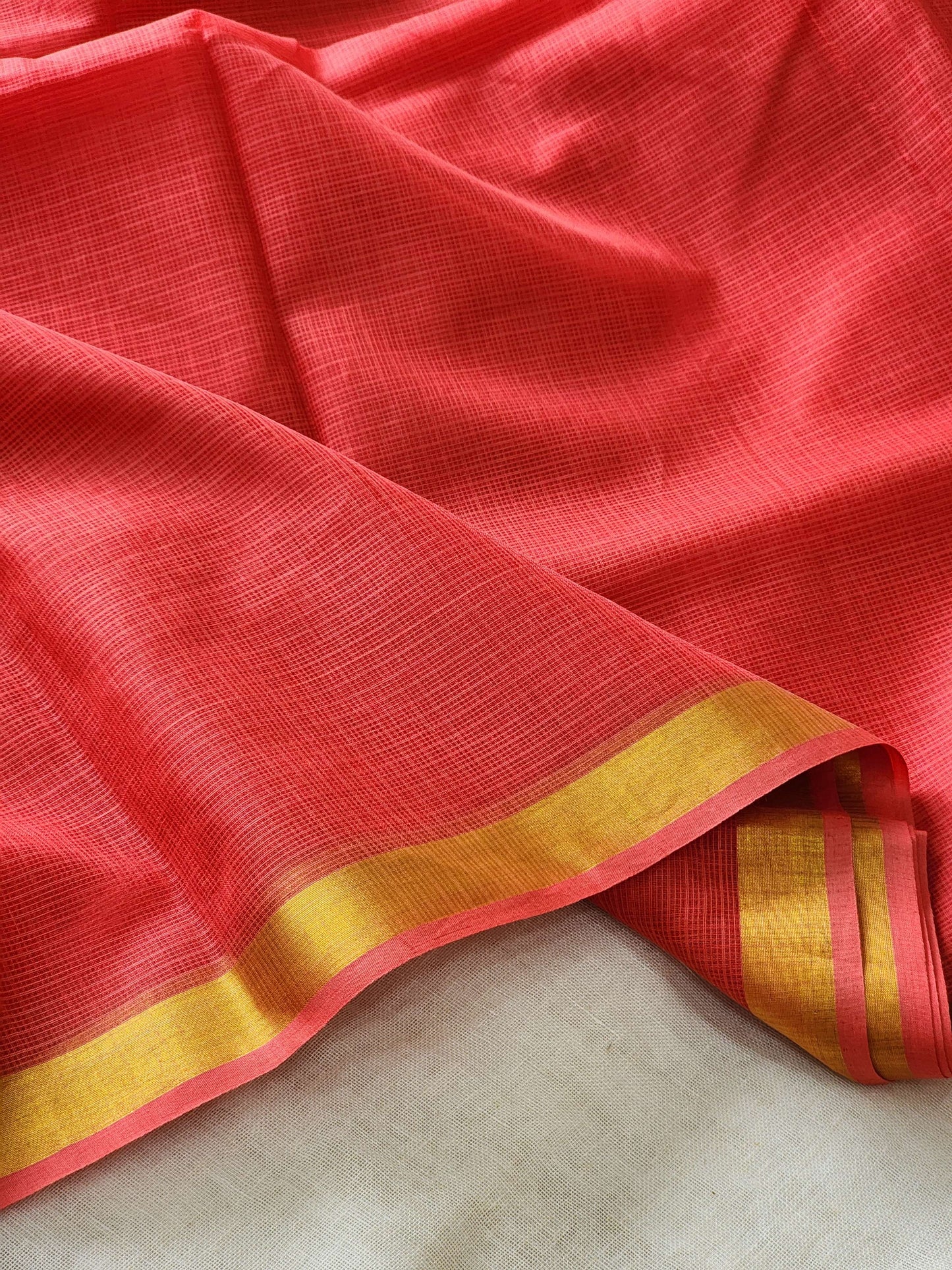 Red kota cotton saree