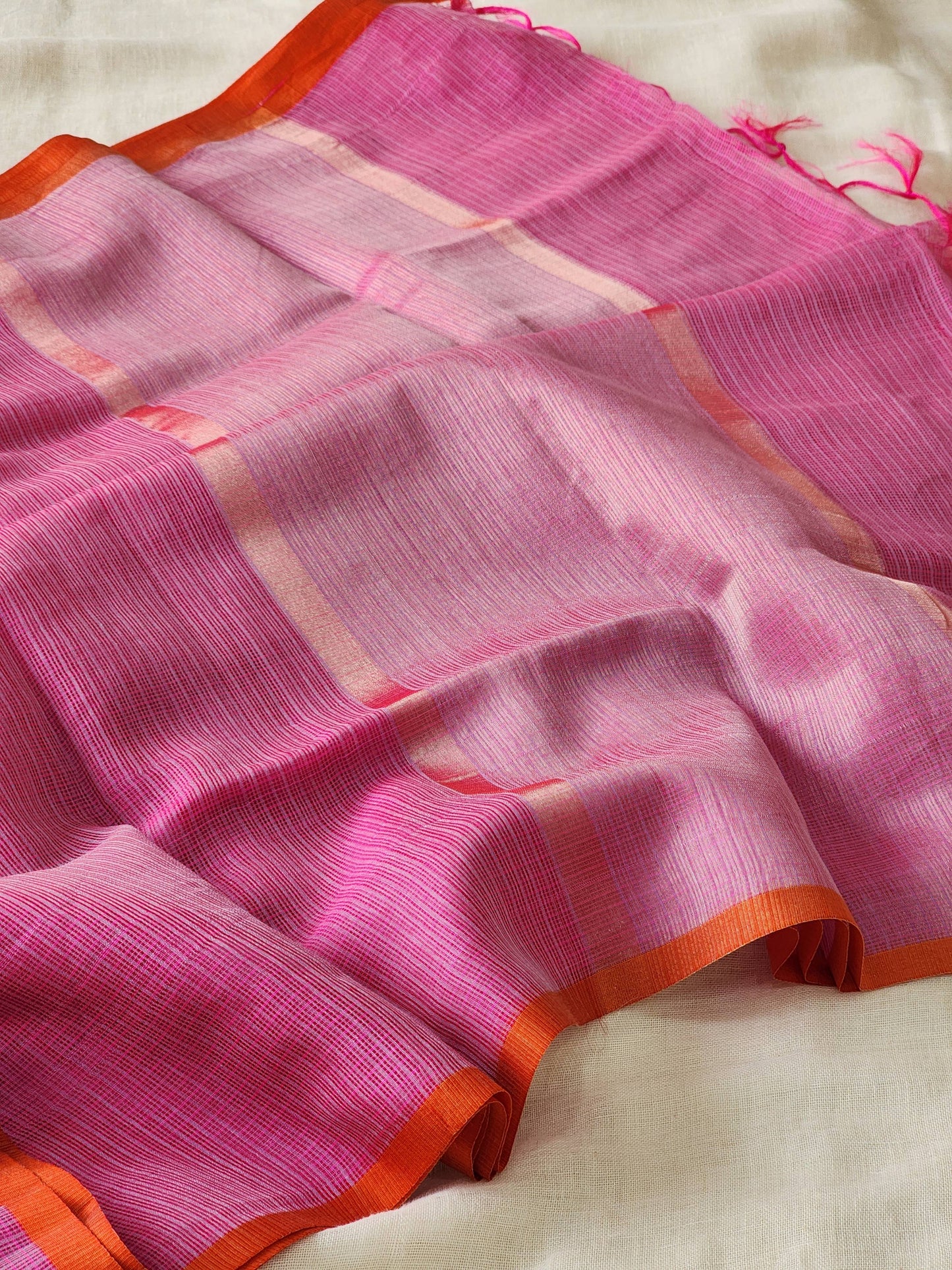 Blush pink kota cotton saree