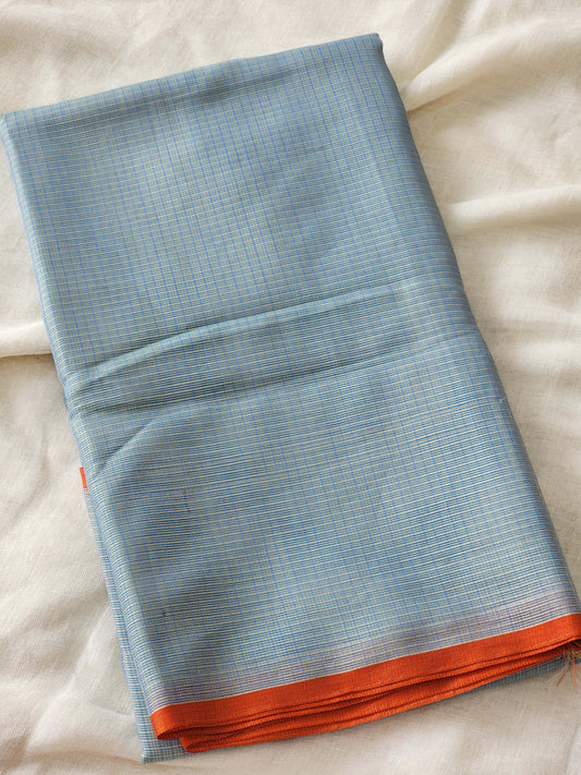 Greyish blue kota cotton saree