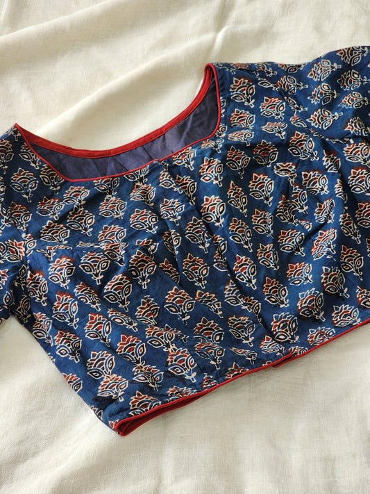 Blue ajrakh cotton blouse