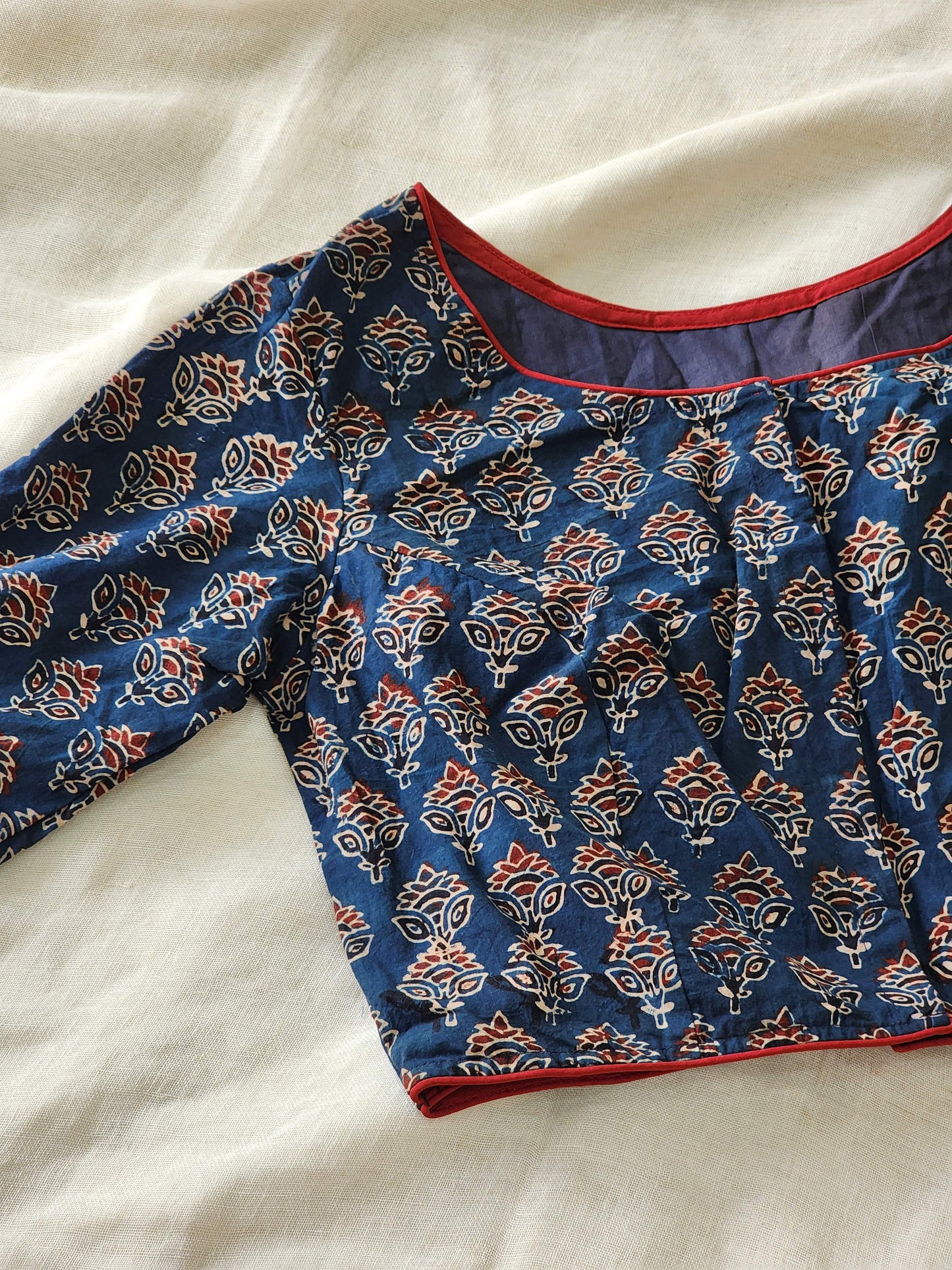 Blue ajrakh cotton blouse