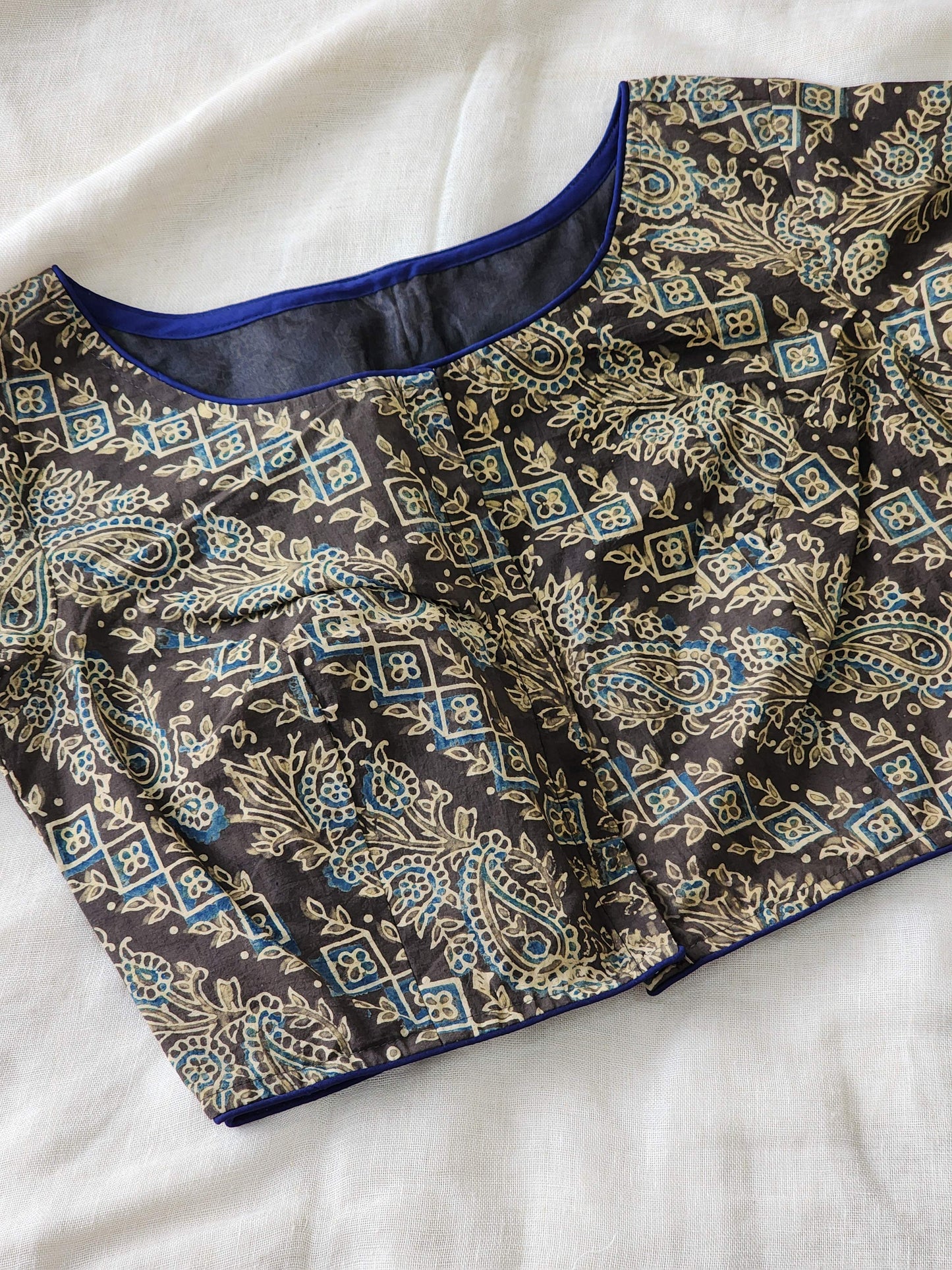 Grey ajrakh cotton blouse