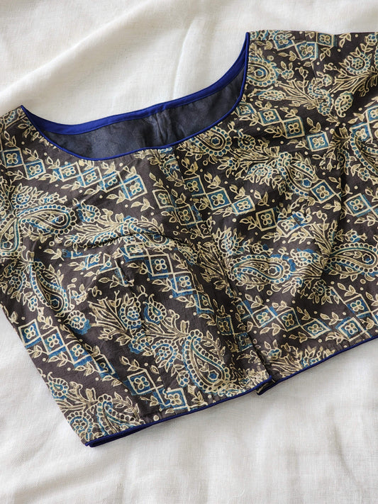 Grey ajrakh cotton blouse
