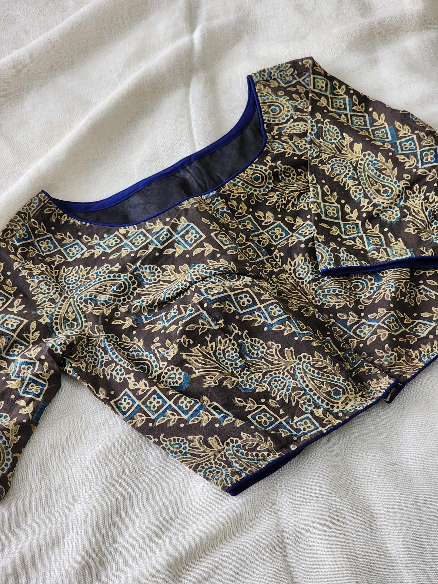 Grey ajrakh cotton blouse