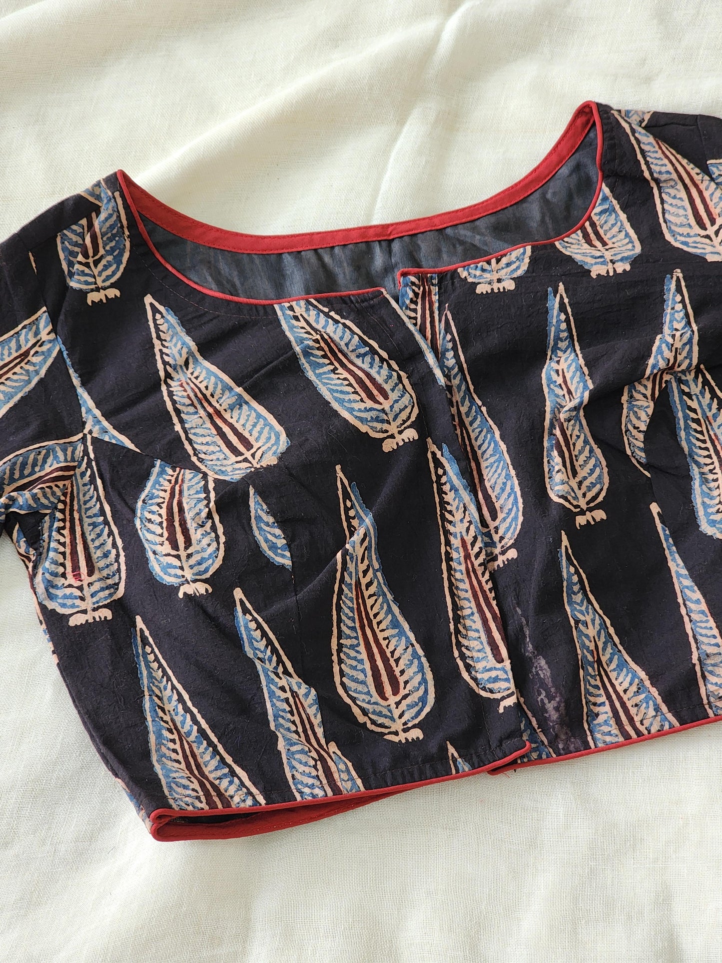 Black ajrakh cotton blouse