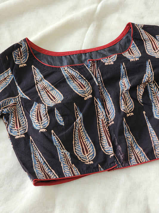 Black ajrakh cotton blouse