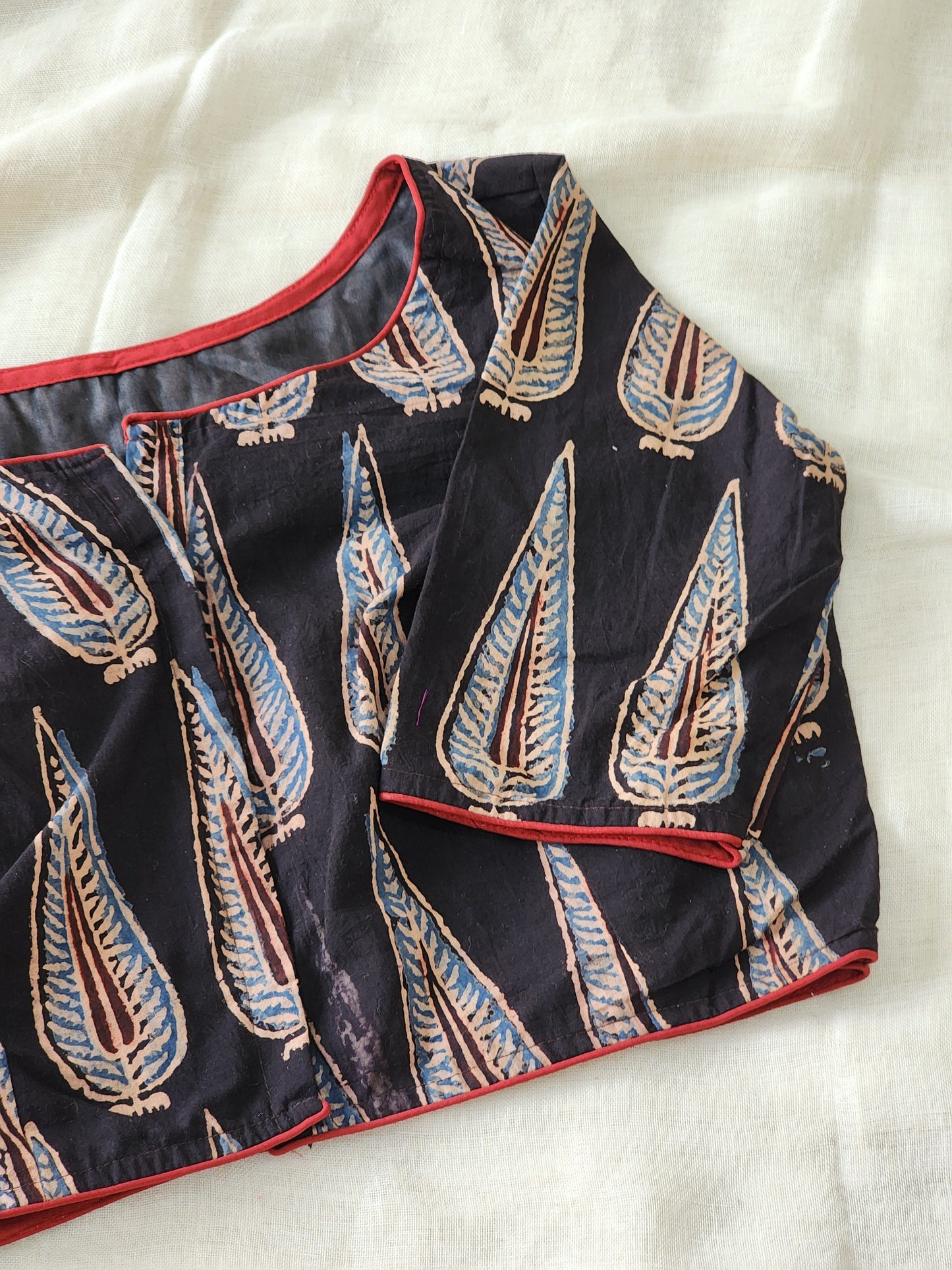 Black ajrakh cotton blouse