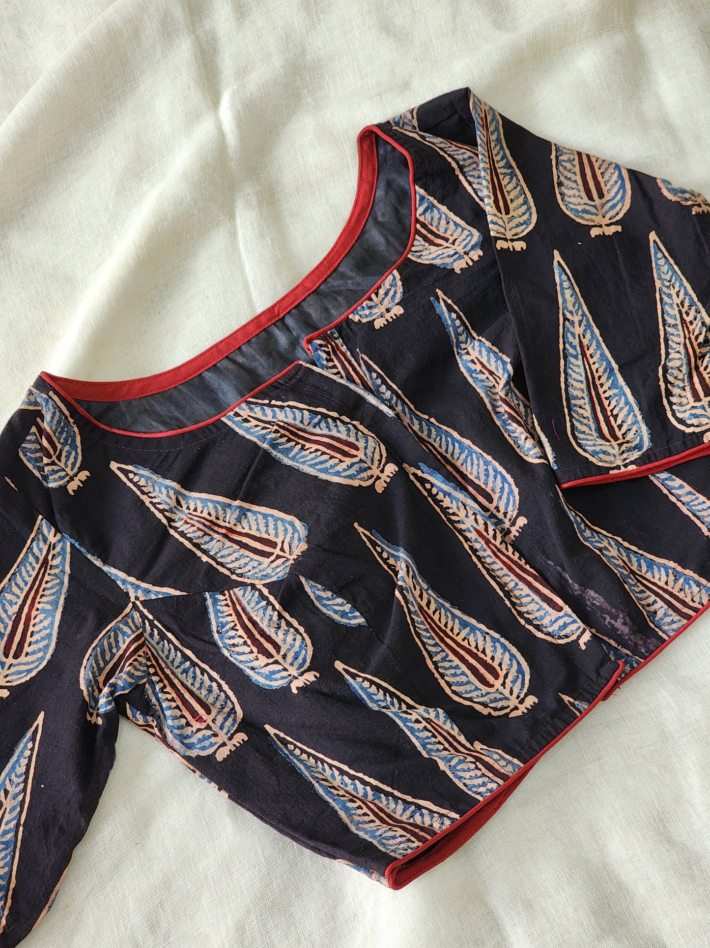 Black ajrakh cotton blouse