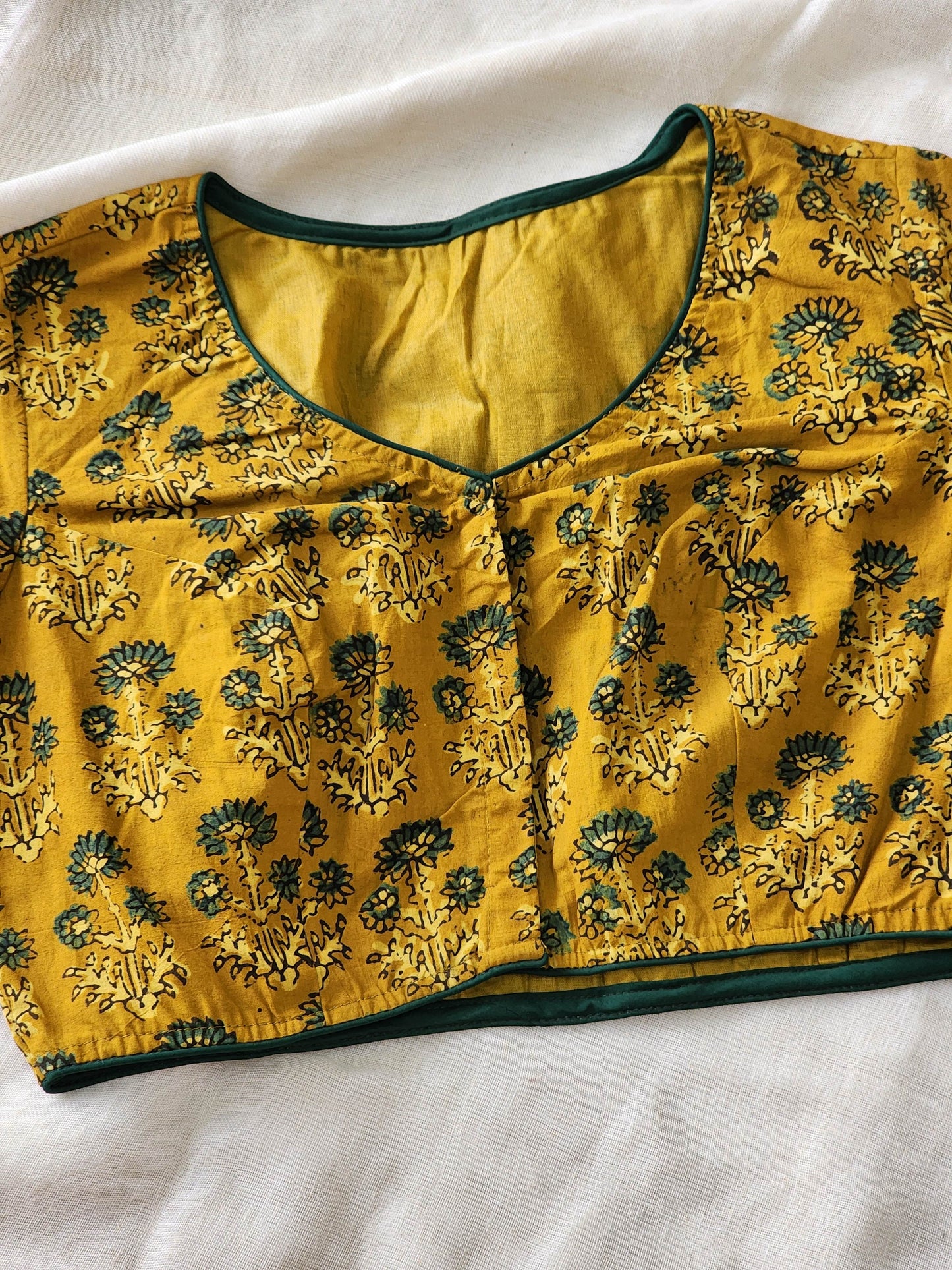 Mustard ajrakh cotton blouse