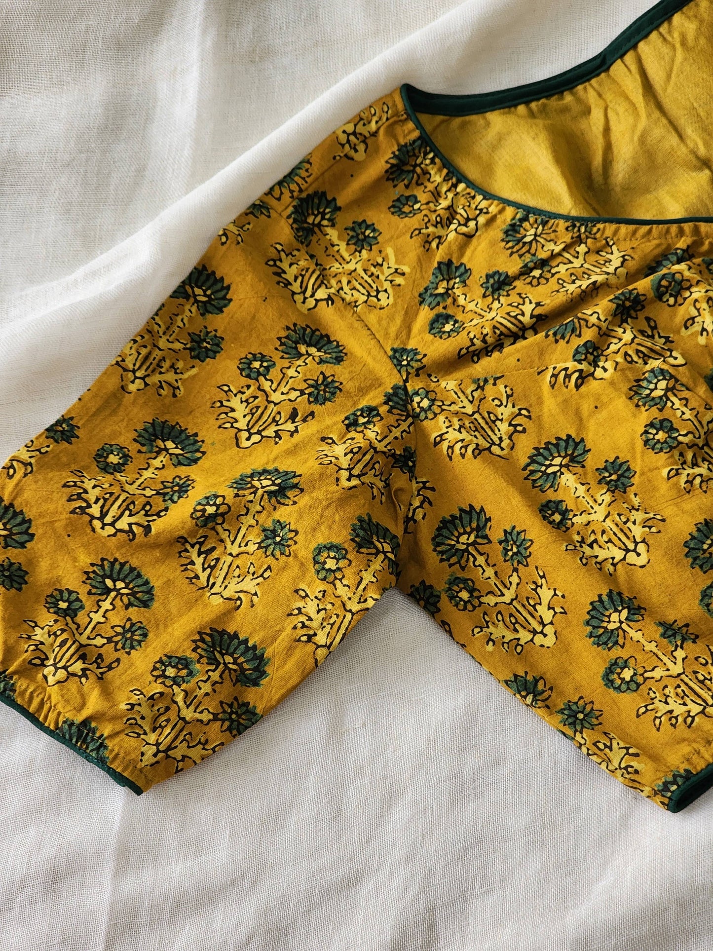 Mustard ajrakh cotton blouse