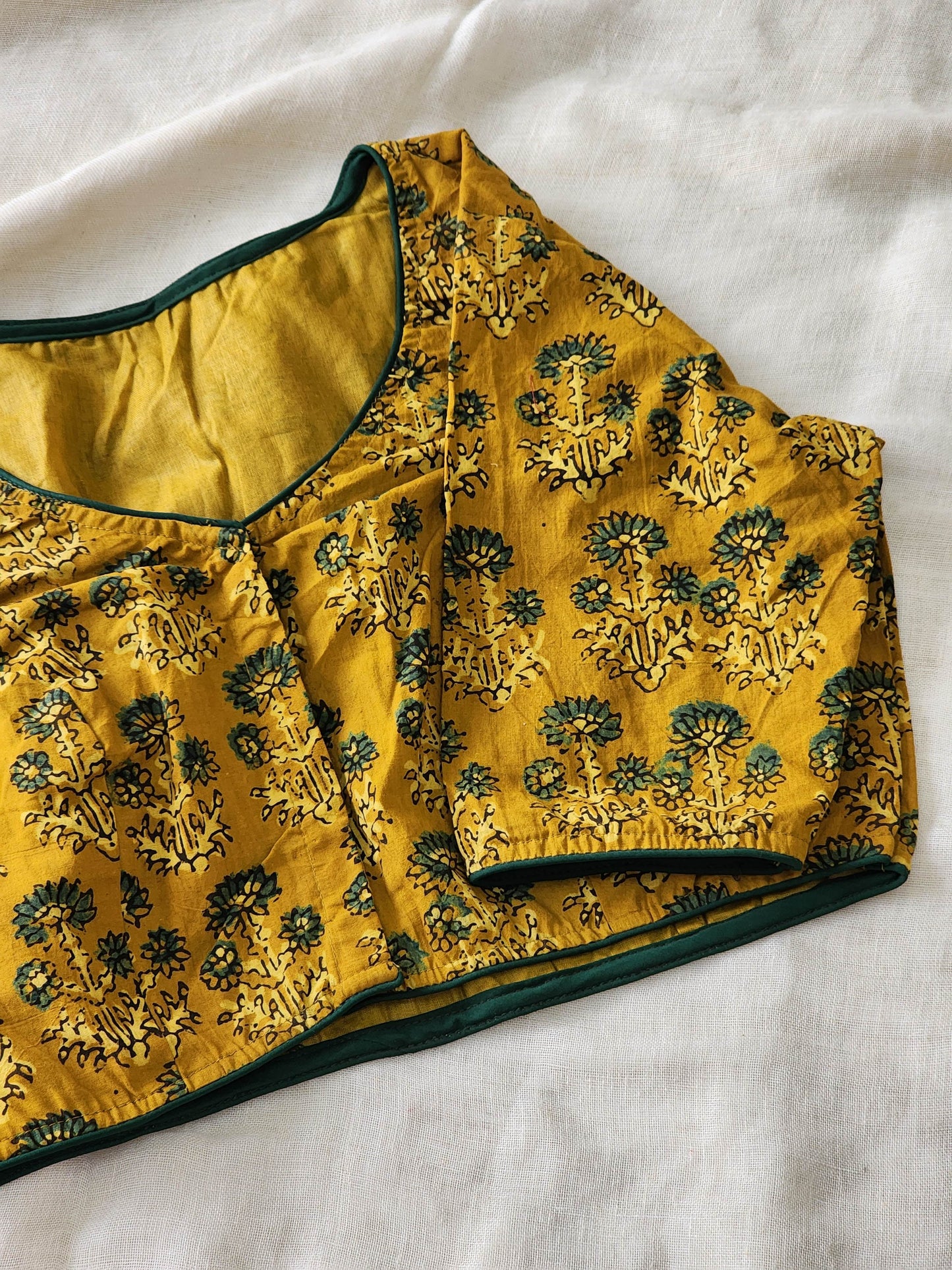 Mustard ajrakh cotton blouse