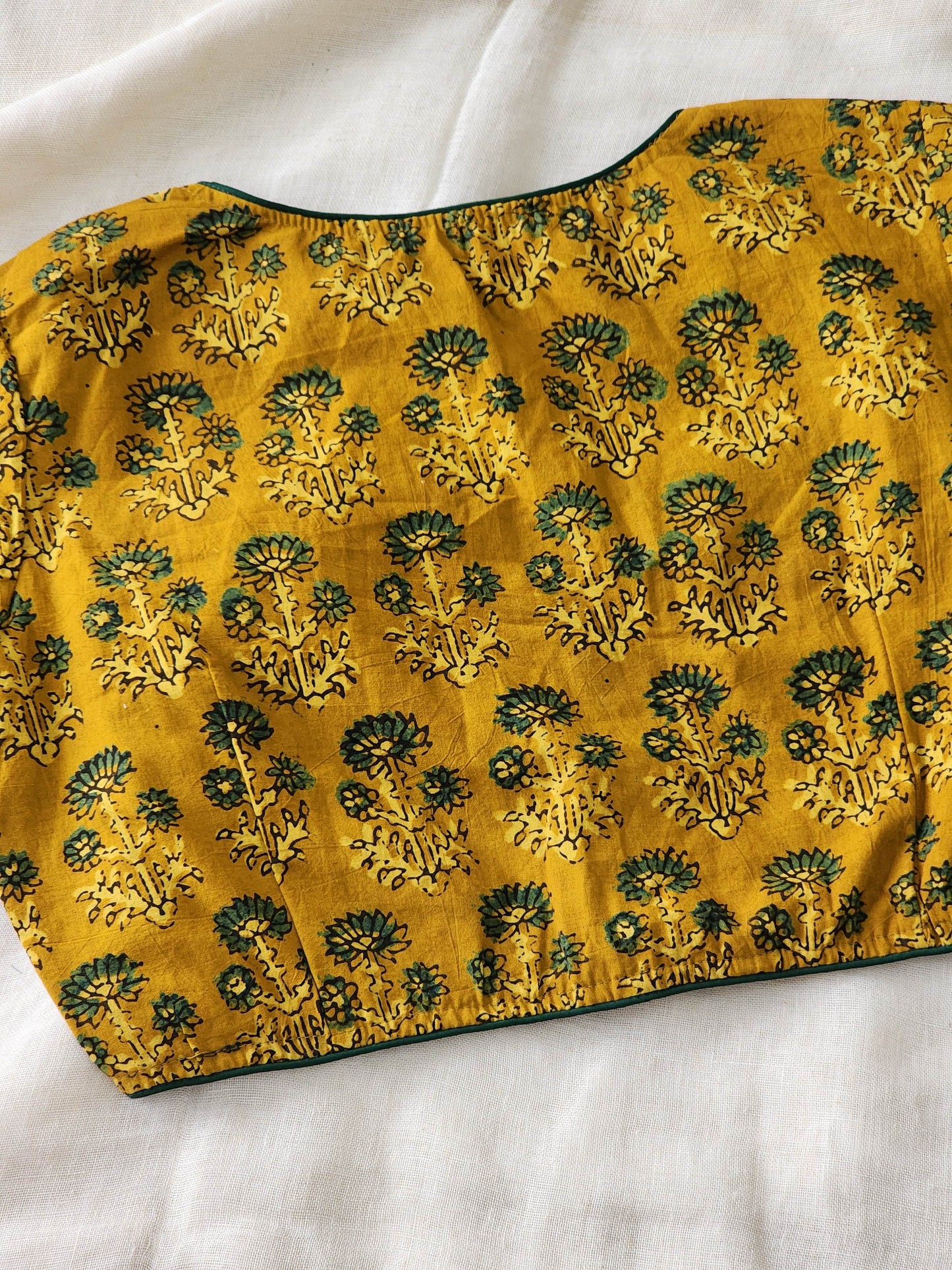 Mustard ajrakh cotton blouse