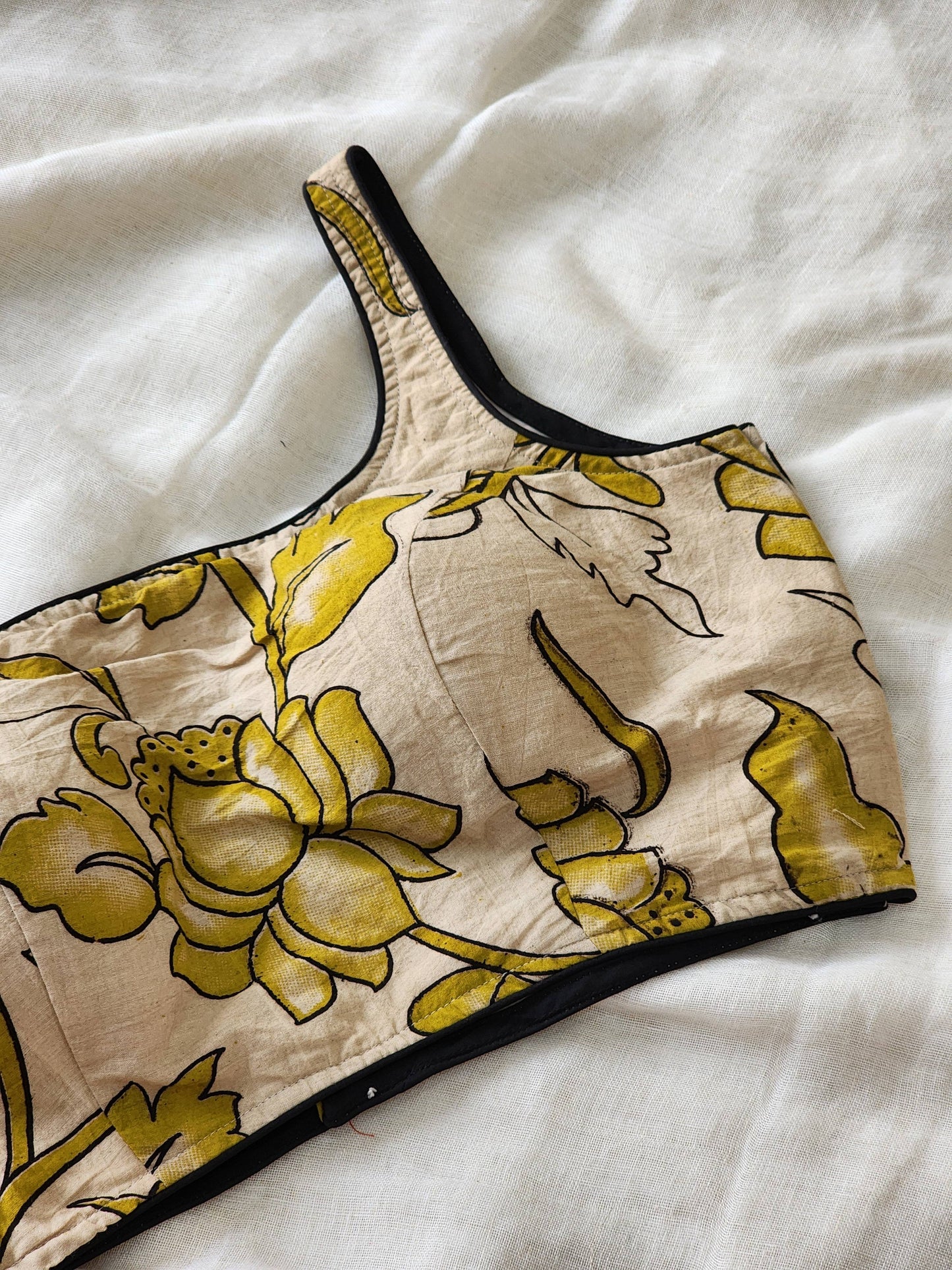Beige kalamakari cotton blouse