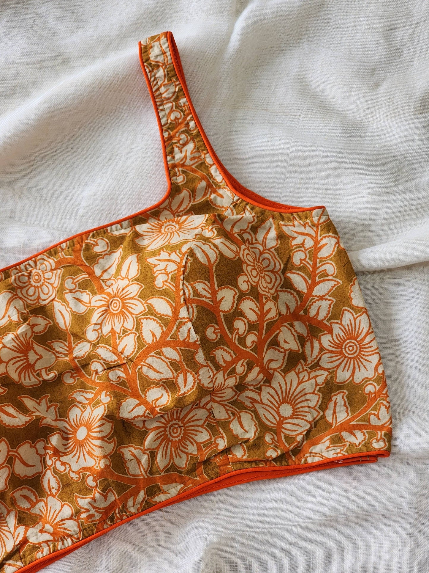 Brown kalamakari cotton blouse