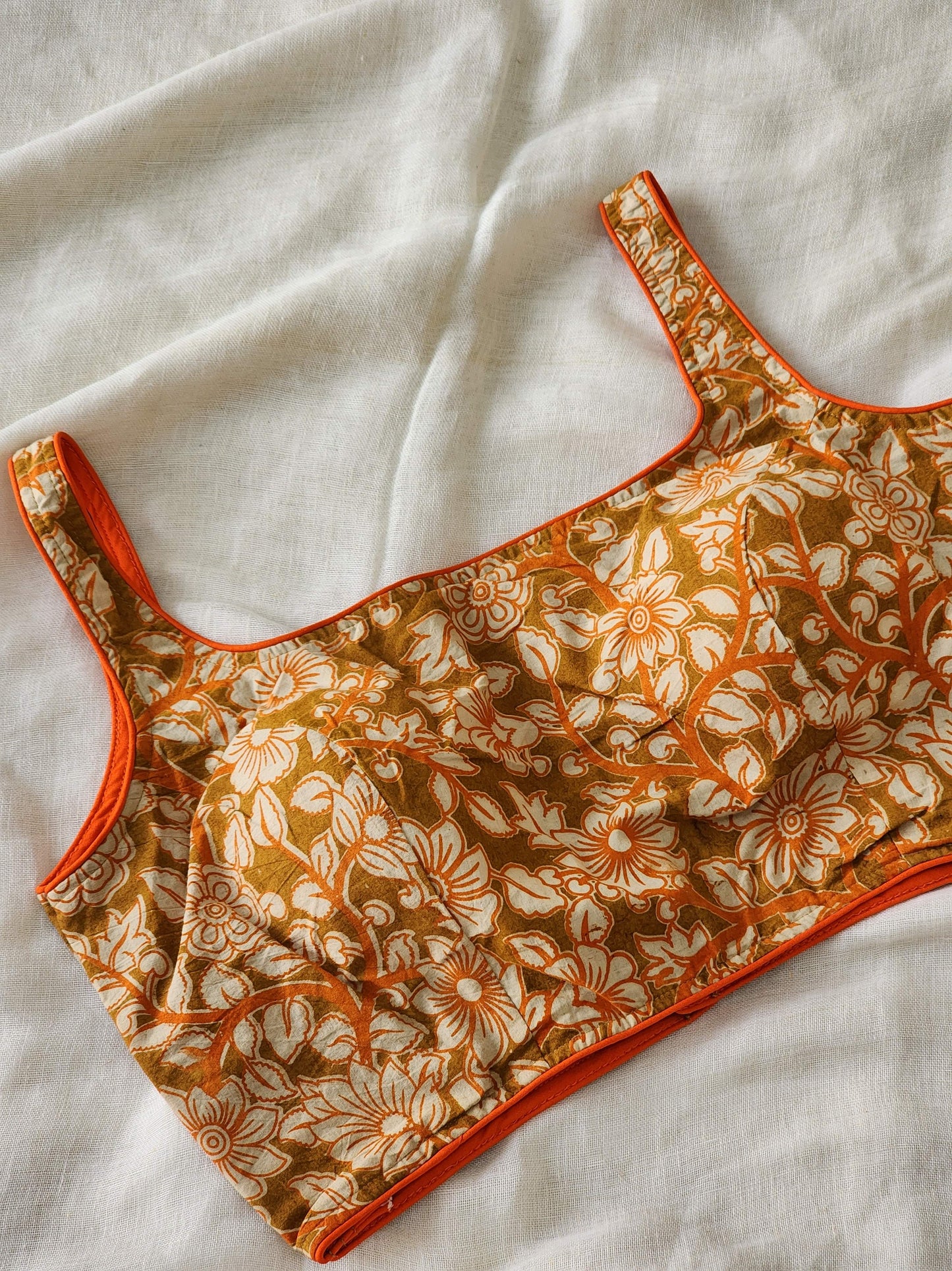 Brown kalamakari cotton blouse