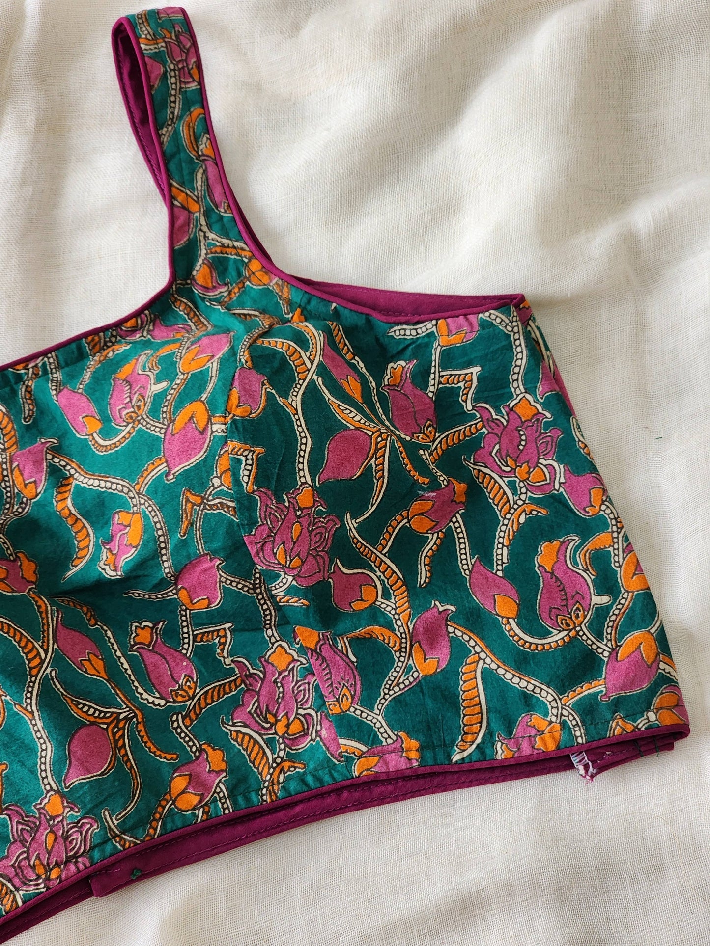 Green kalamakari cotton blouse