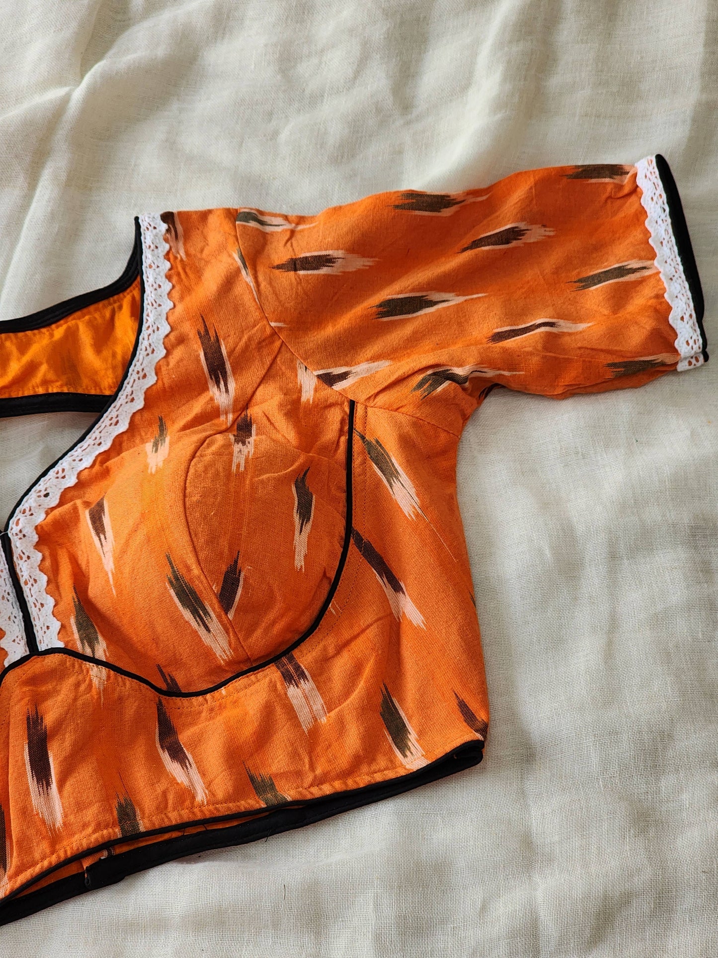 Orange ikkat cotton blouse