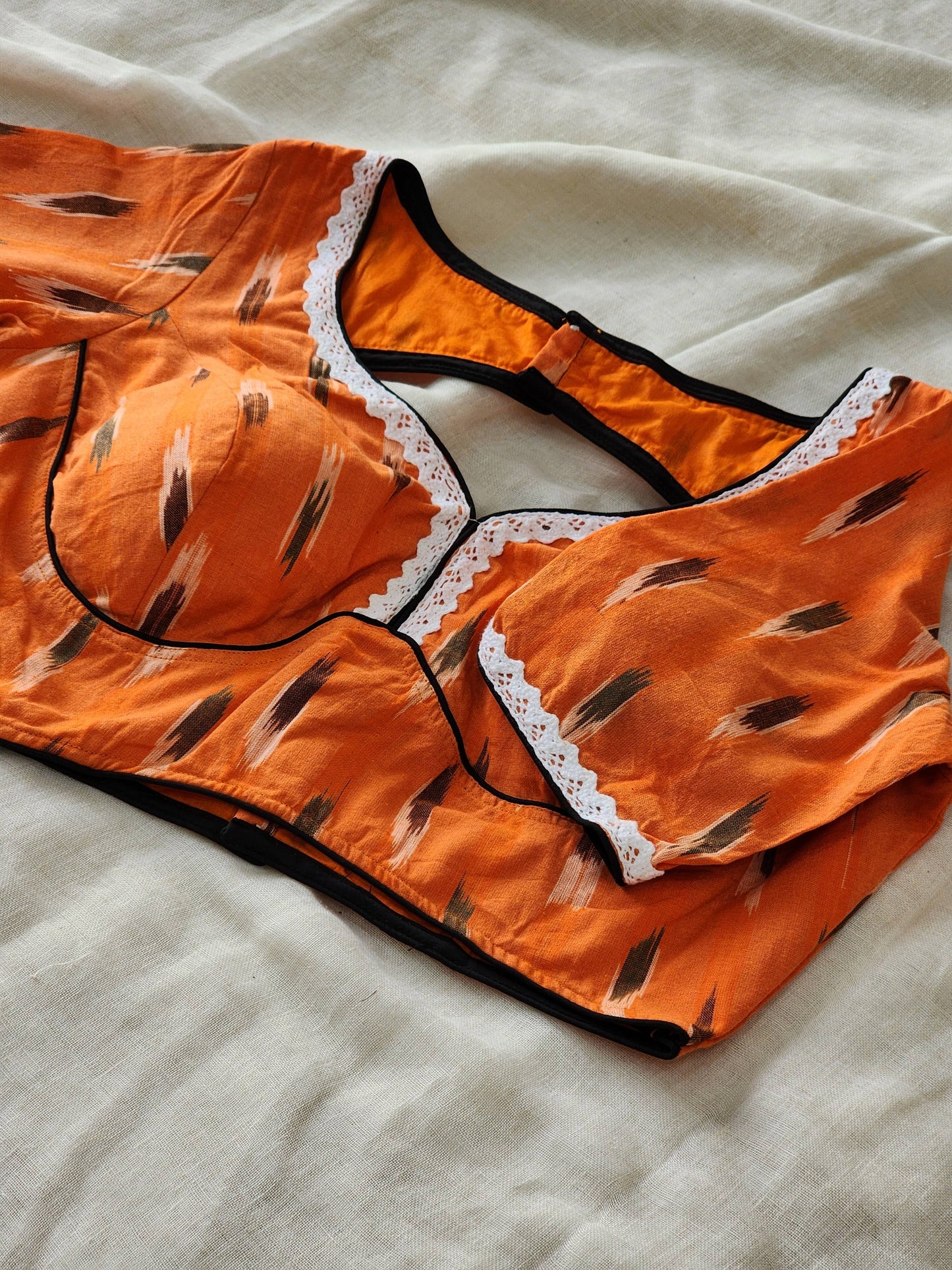 Orange ikkat cotton blouse