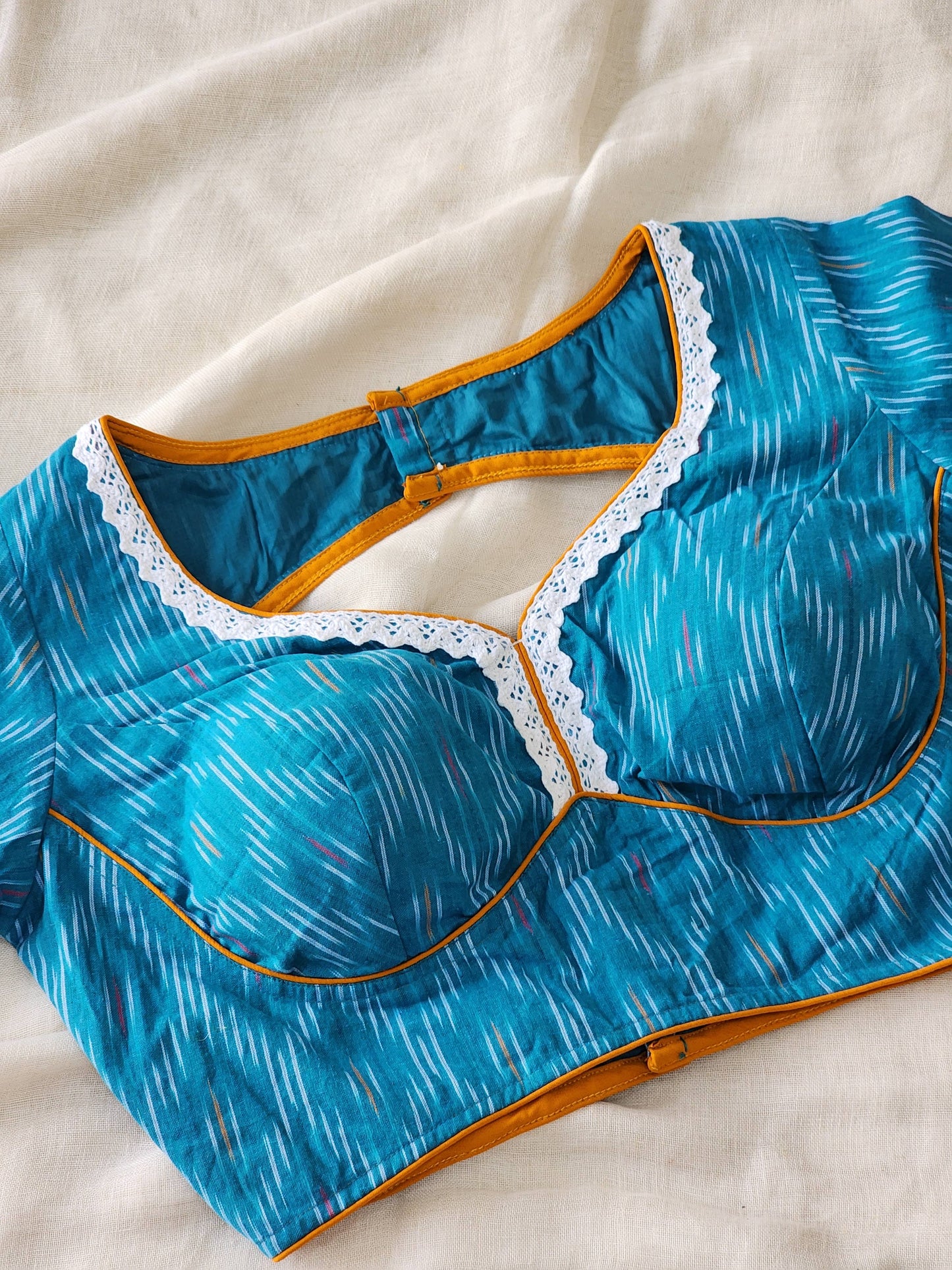 Blue ikkat cotton blouse