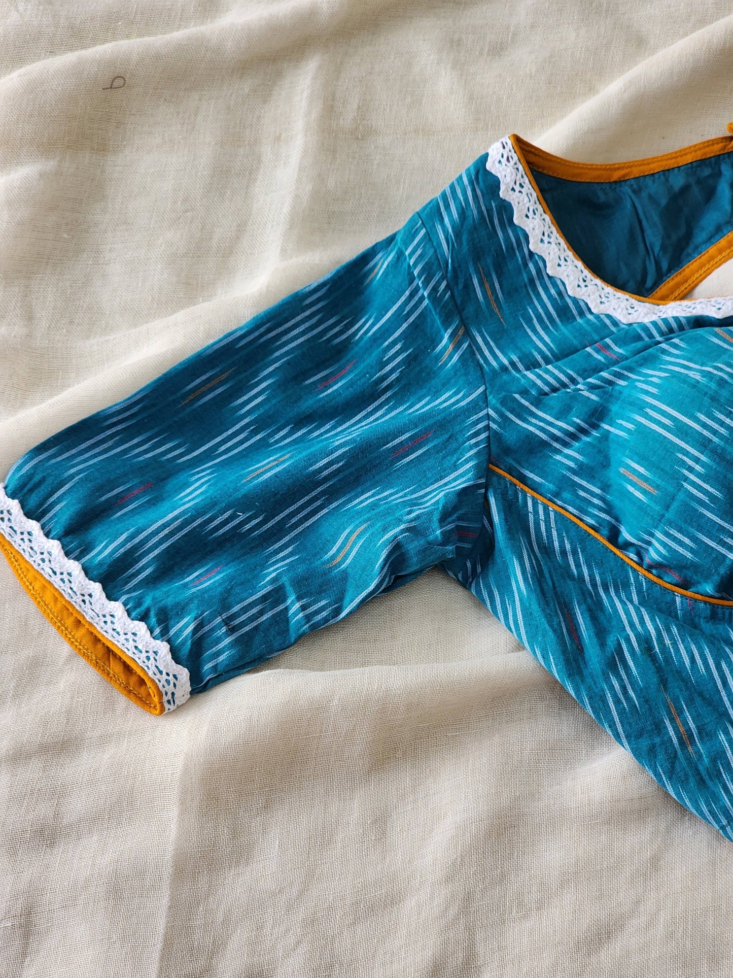 Blue ikkat cotton blouse