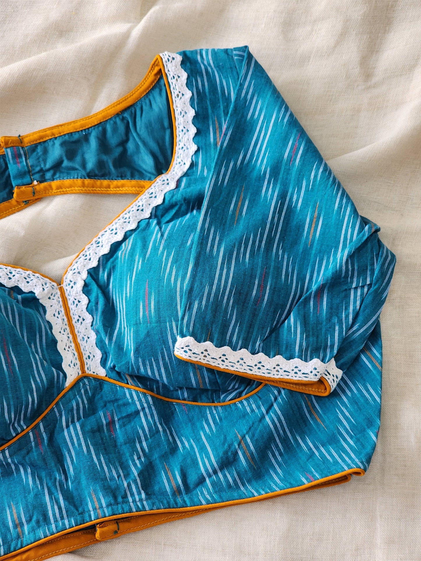 Blue ikkat cotton blouse