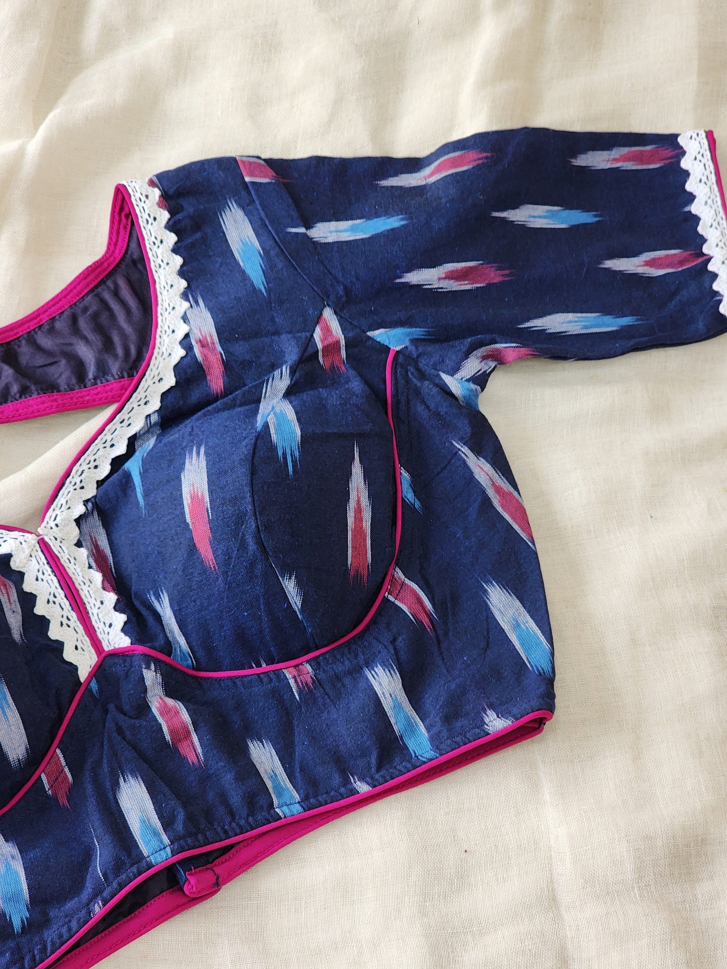 Blue ikkat cotton blouse