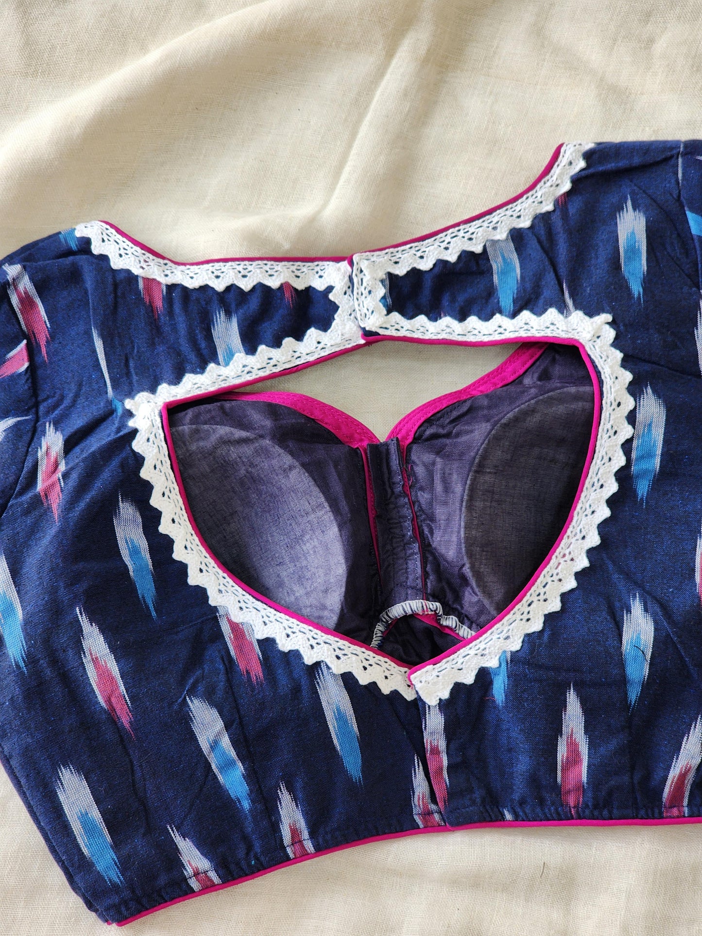 Blue ikkat cotton blouse