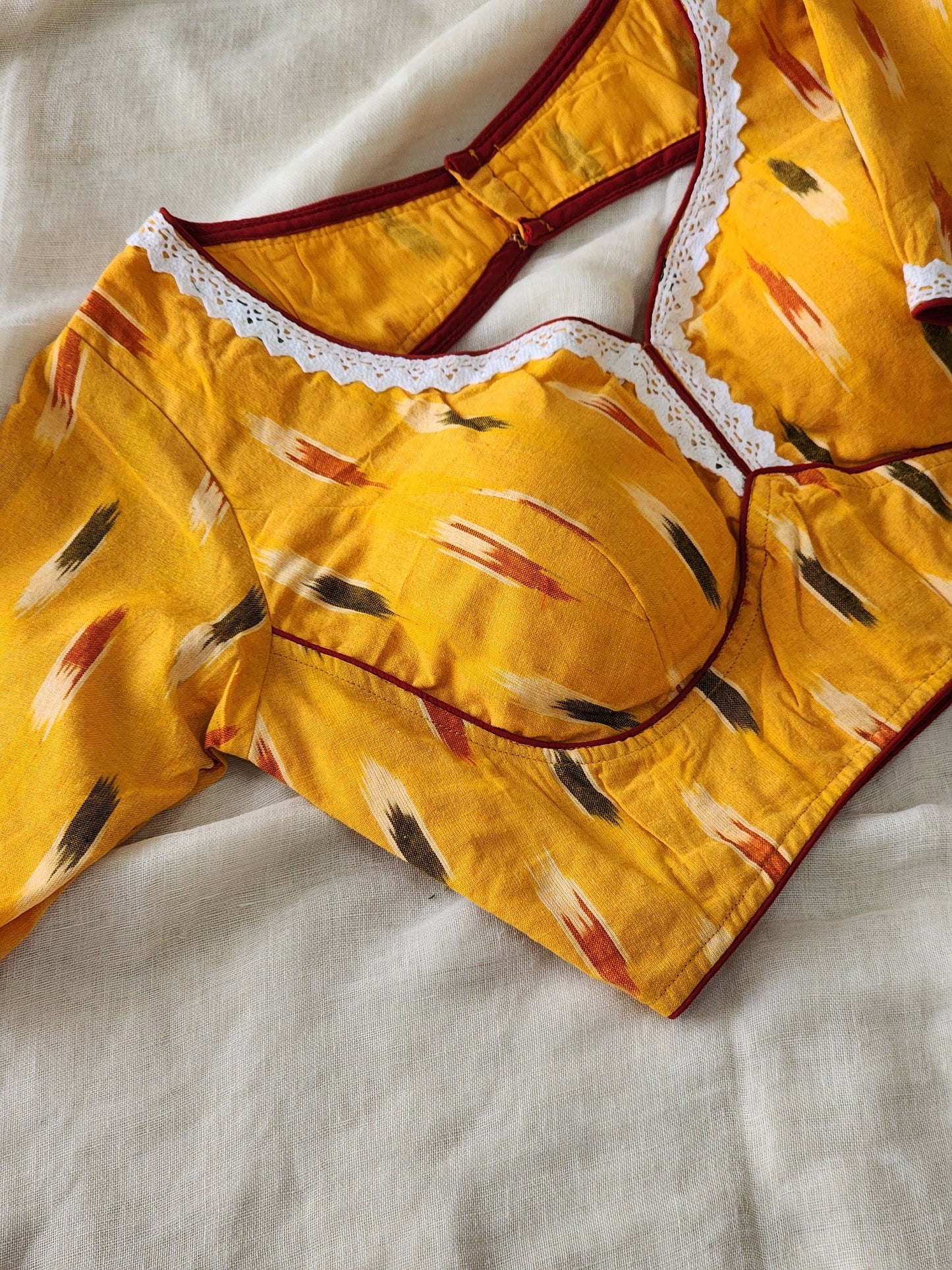 Yellow ikkat cotton blouse